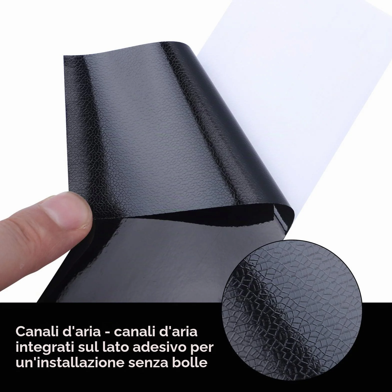 NewL Nastro adesivo in vinile nero lucido con meccanismo di rilascio dell'aria, kit di attrezzi di montaggio incluso (5 cm x 900 cm)