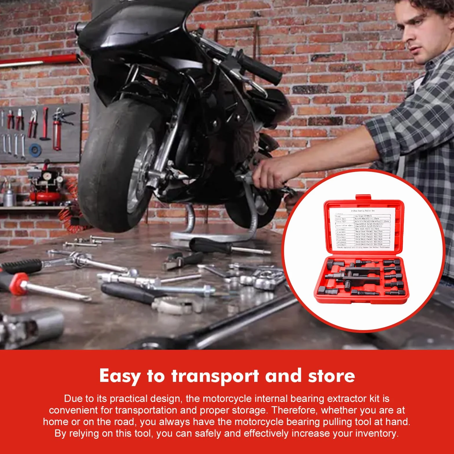 Set di 10 estrattori per cuscinetti interni per moto, 8-25 mm, rimozione cuscinetto ruota