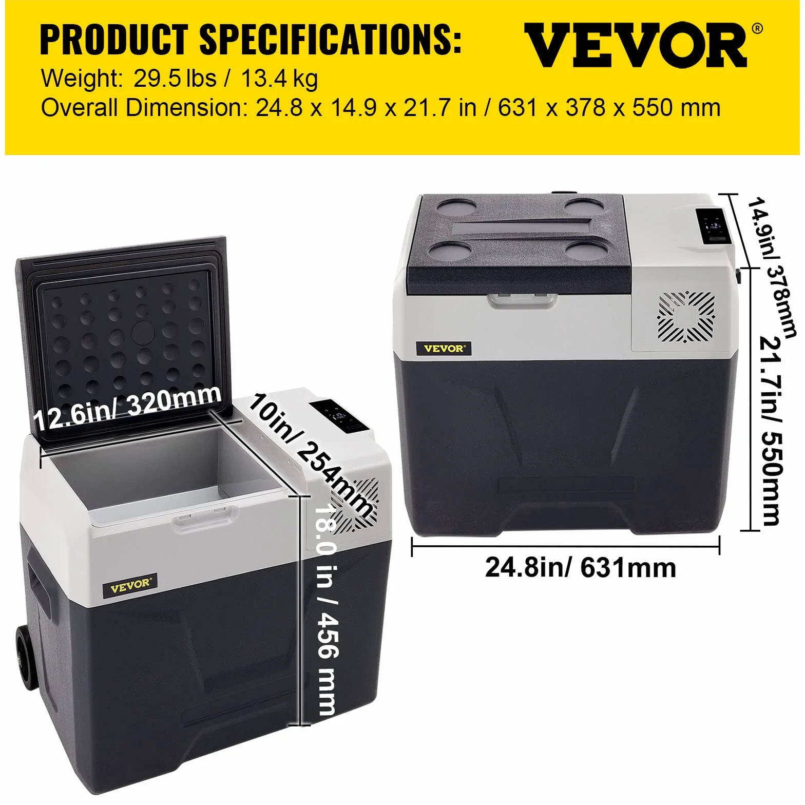 VEVOR Frigorifero termoelettrico portatile 50 L frigorifero da viaggio per auto frigorifero portatile elettrico da viaggio per auto mini frigorifero per auto mini frigorifero per bevande con LCD