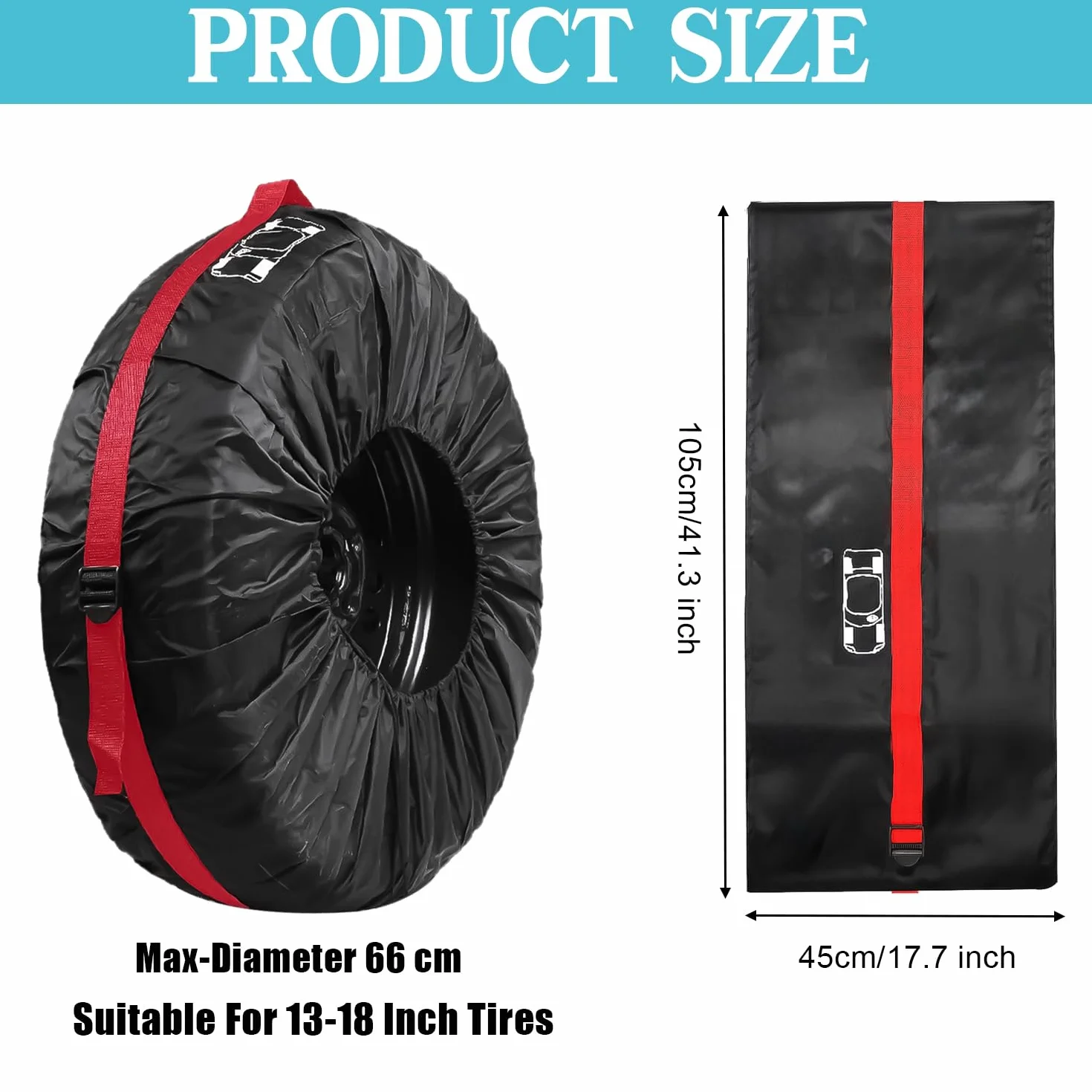 Borse per Pneumatici Auto Impermeabili Antipolvere 13-18 Pollici Custodia Ruota Diametro 66 cm