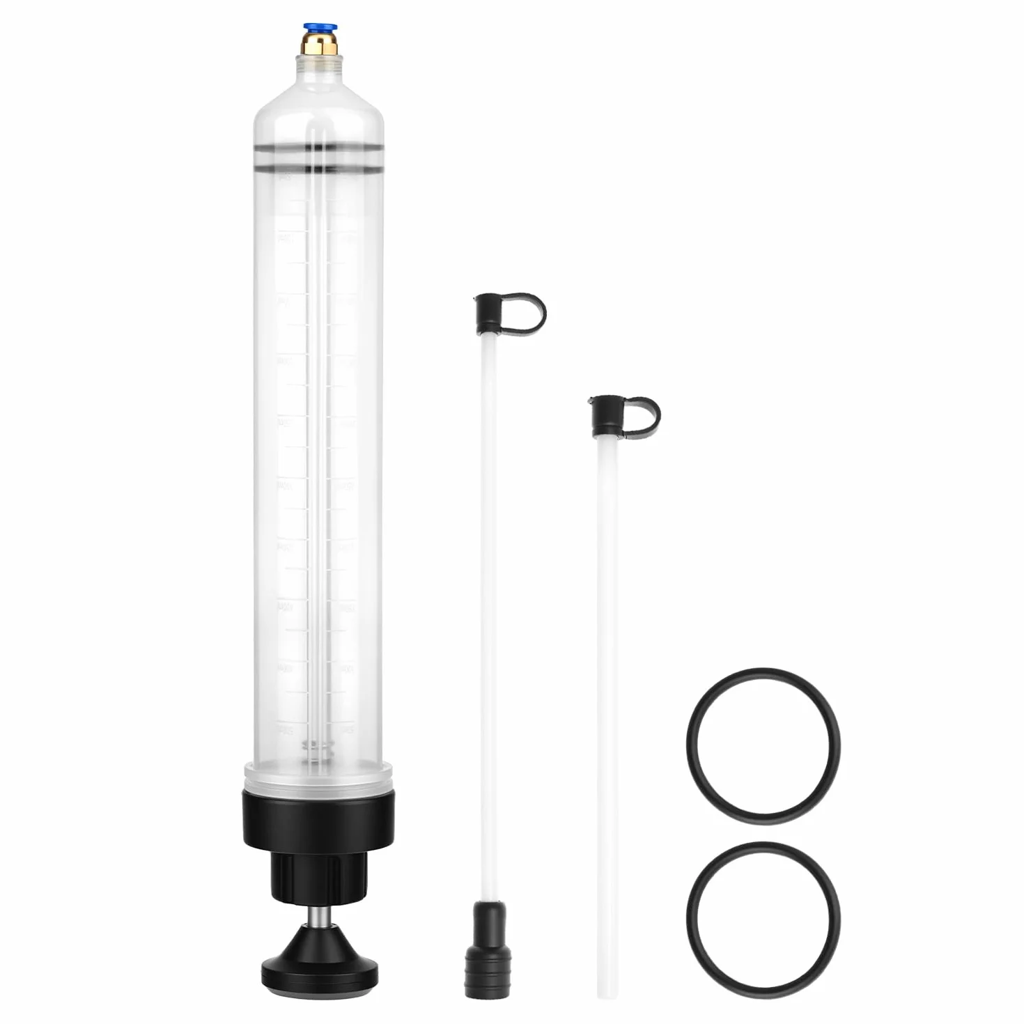 QWORK Siringa di Aspirazione Olio 500 mL con Tubo Flessibile per Liquido Freni e Oli Motore