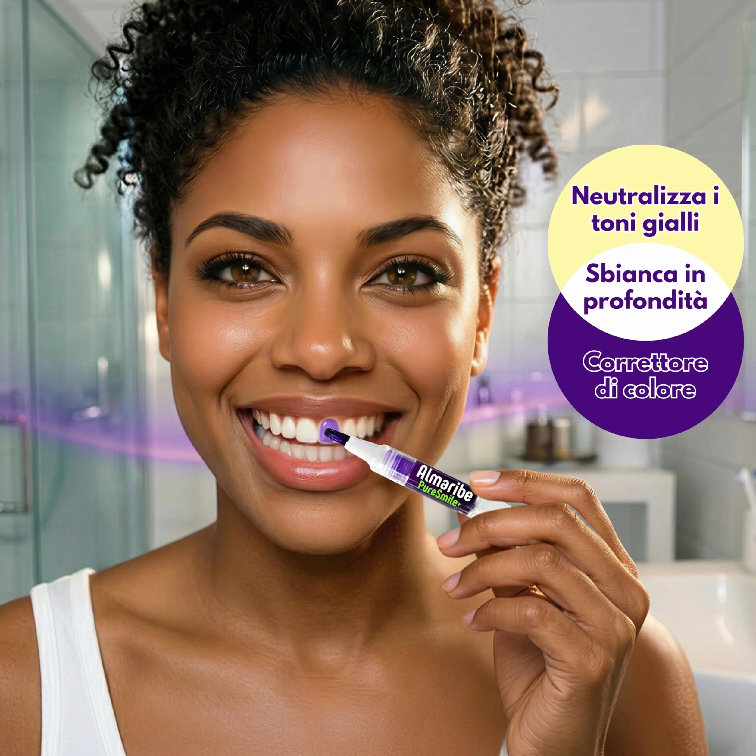 ALMARIBE PureSmile+ Sbiancante Denti Senza Perossido, Kit 3 Penne Gel 12 ml, Sbiancamento Denti professionale a Casa