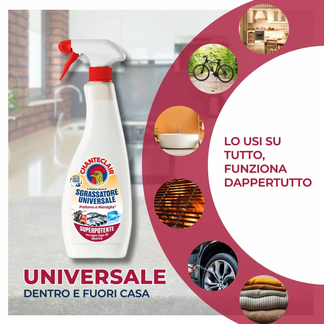 Chanteclair Sgrassatore Universale Superpotente Profumo di Marsiglia 1 Spray + 2 Ricariche 700 ml