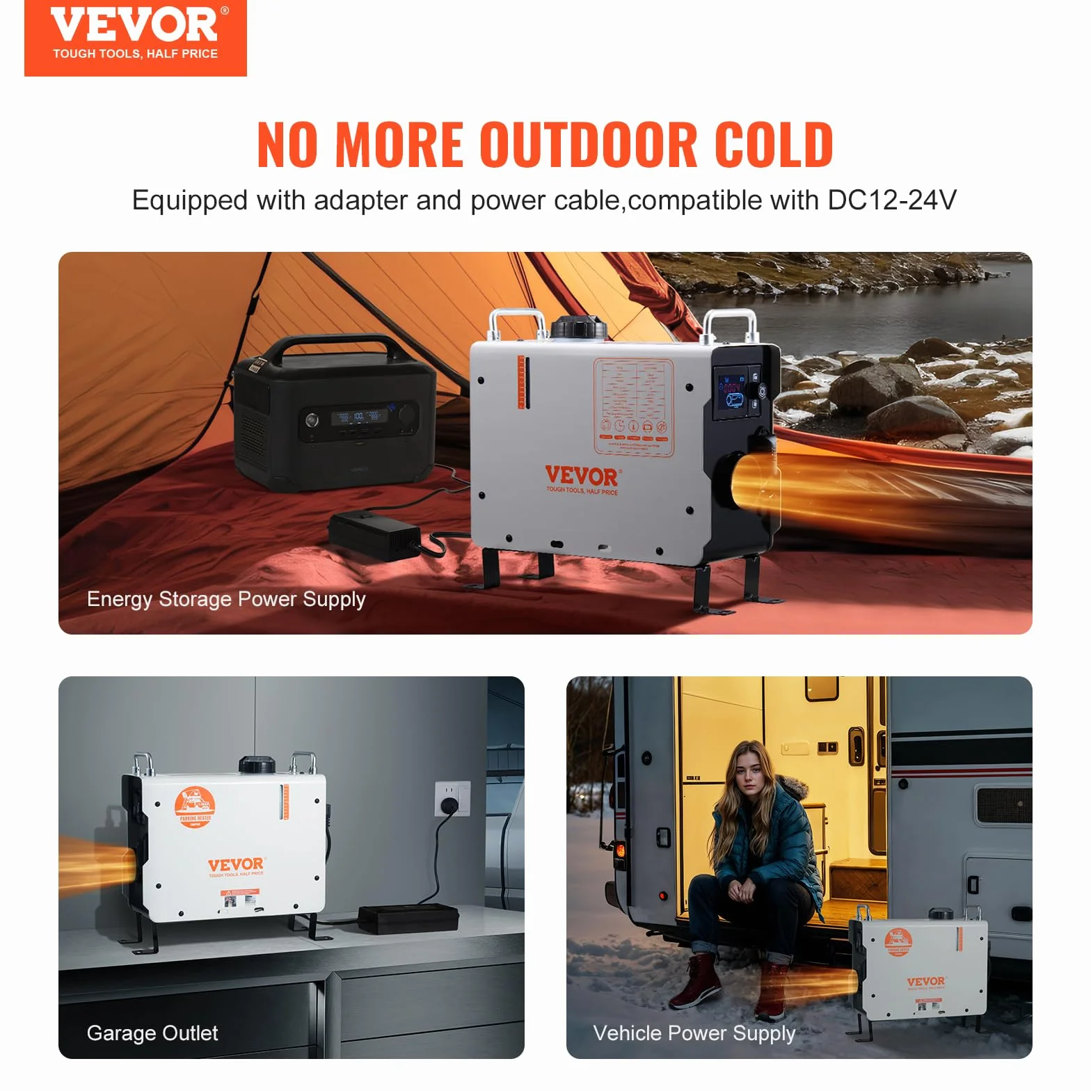 VEVOR Riscaldatore d'Aria Diesel 2 KW 12V/24V Bluetooth Controllo App Telecomando Schermo Allarme CO Portatile