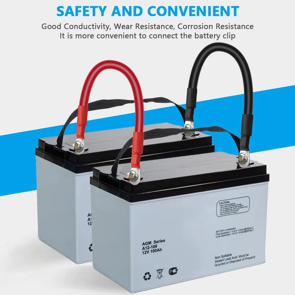 Cavo Batteria Auto 35mm² 30cm 2AWG, 2 Pezzi con Occhielli per Auto RV Marine Solare