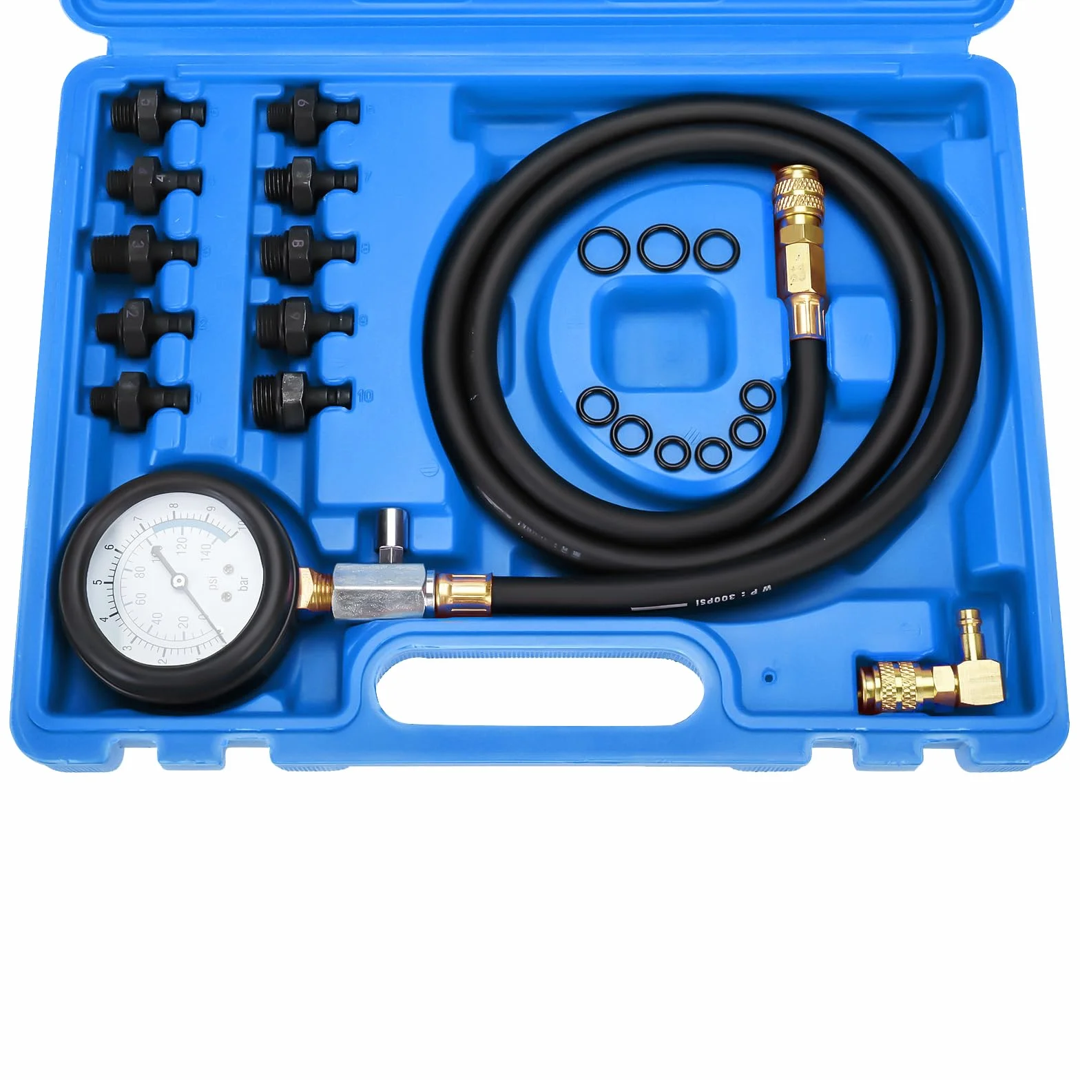 BOOMSTART Kit manometro olio, kit di test della pressione dell'olio motore, 0-140 psi, kit di misurazione diagnostica per pressione dell'olio con adattatori per auto e camion
