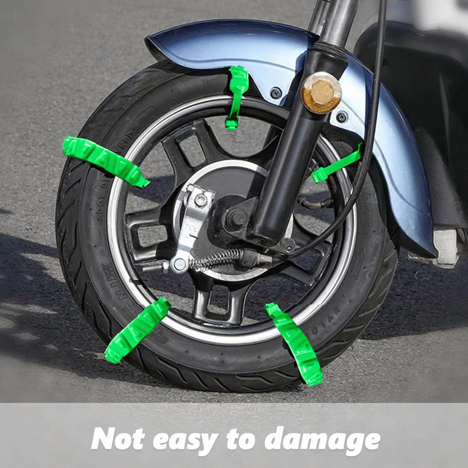 10 catene da neve per pneumatici da moto, catene da neve per pneumatici da neve, fascette per pneumatici da neve invernali, catene riutilizzabili e regolabili (verde)