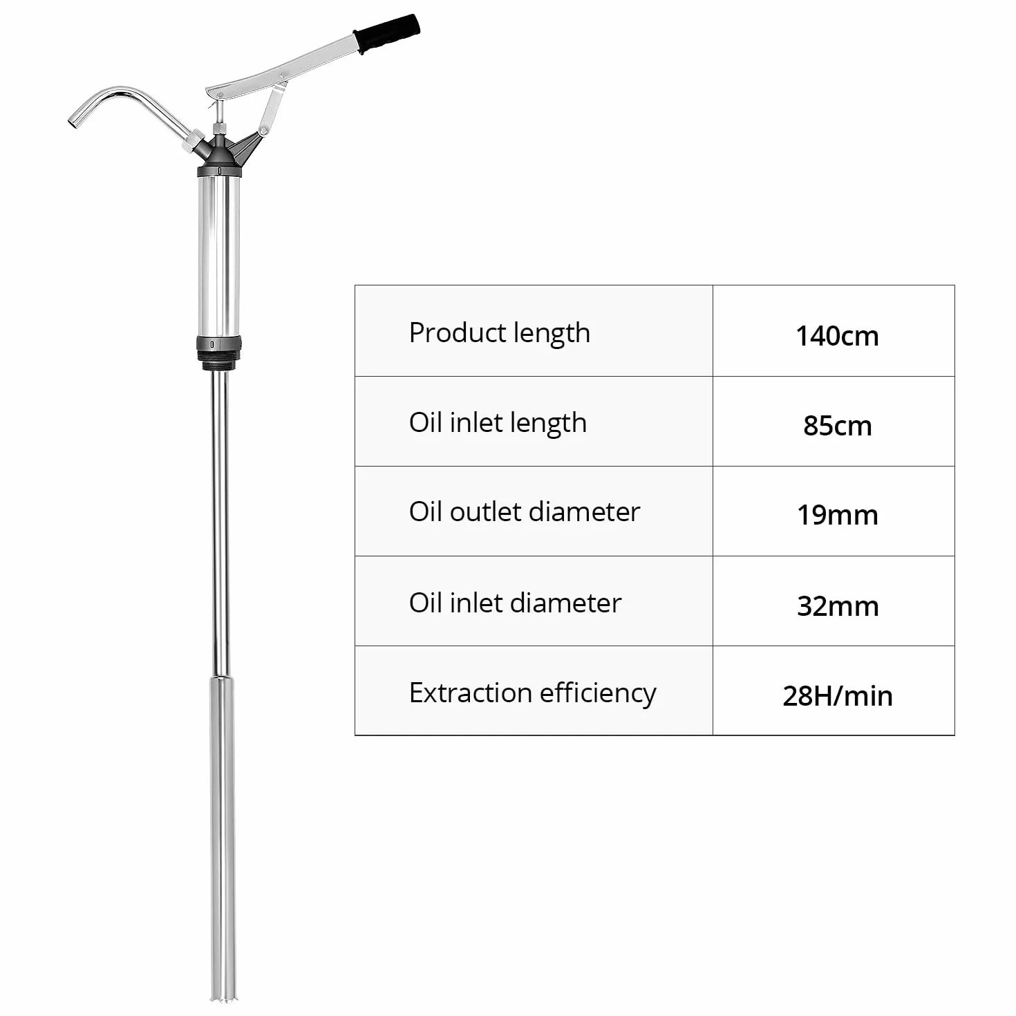 QWORK® Pompa per tamburo a botte con azione a leva, tubo di aspirazione telescopico, per diesel, olio lubrificante, olio motore