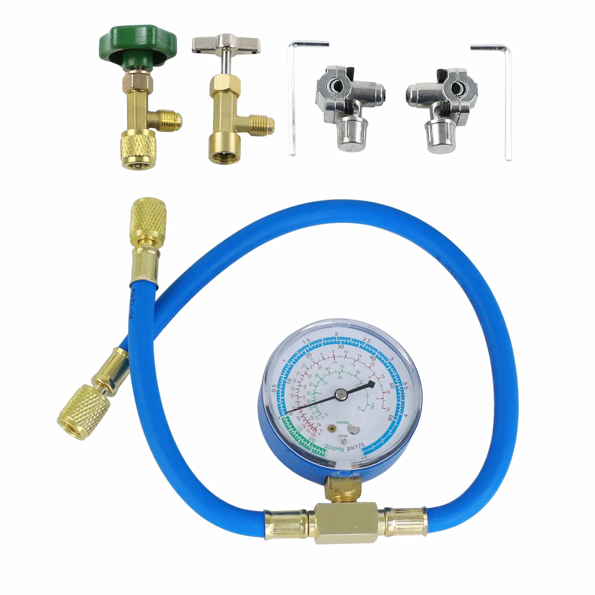 Set di ricarica R290 R600A con tubo manometro rubinetto bombola valvole puntura BPV31
