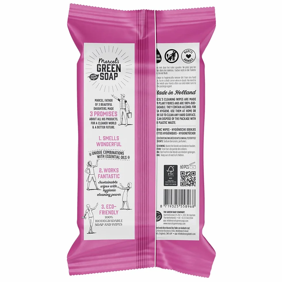 Marcel's Green Soap Salviette igieniche umide patchouli e mirtillo 60 pezzi