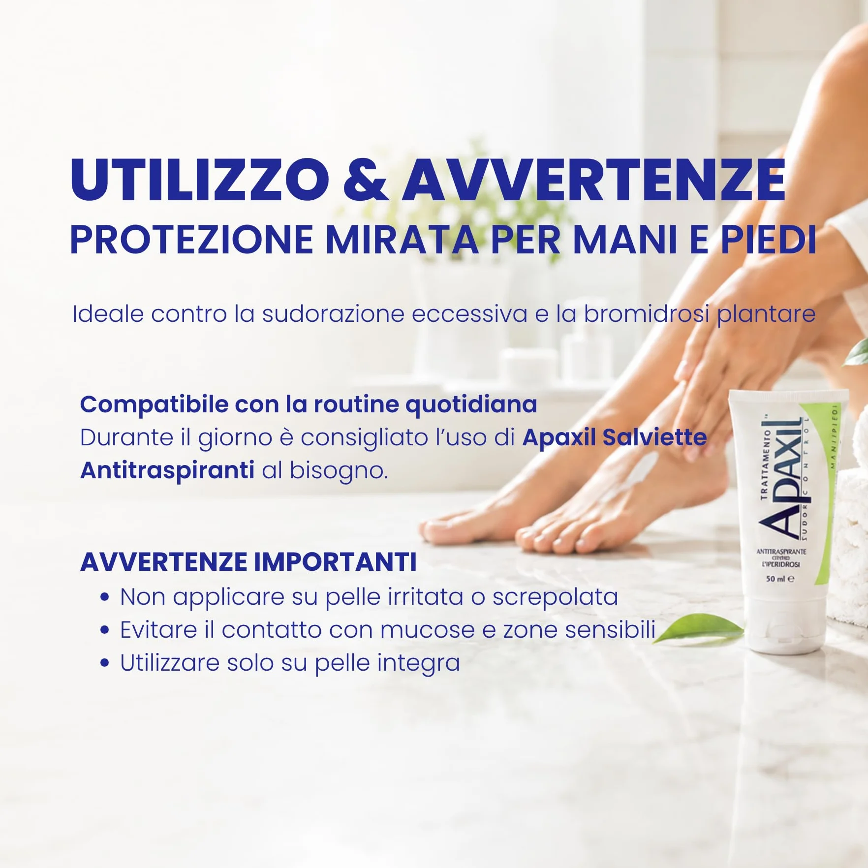 Apaxil Sudor Control Mani e Piedi Notte 50ml, Gel Antitraspirante Contro Iperidrosi Palmari e Plantari