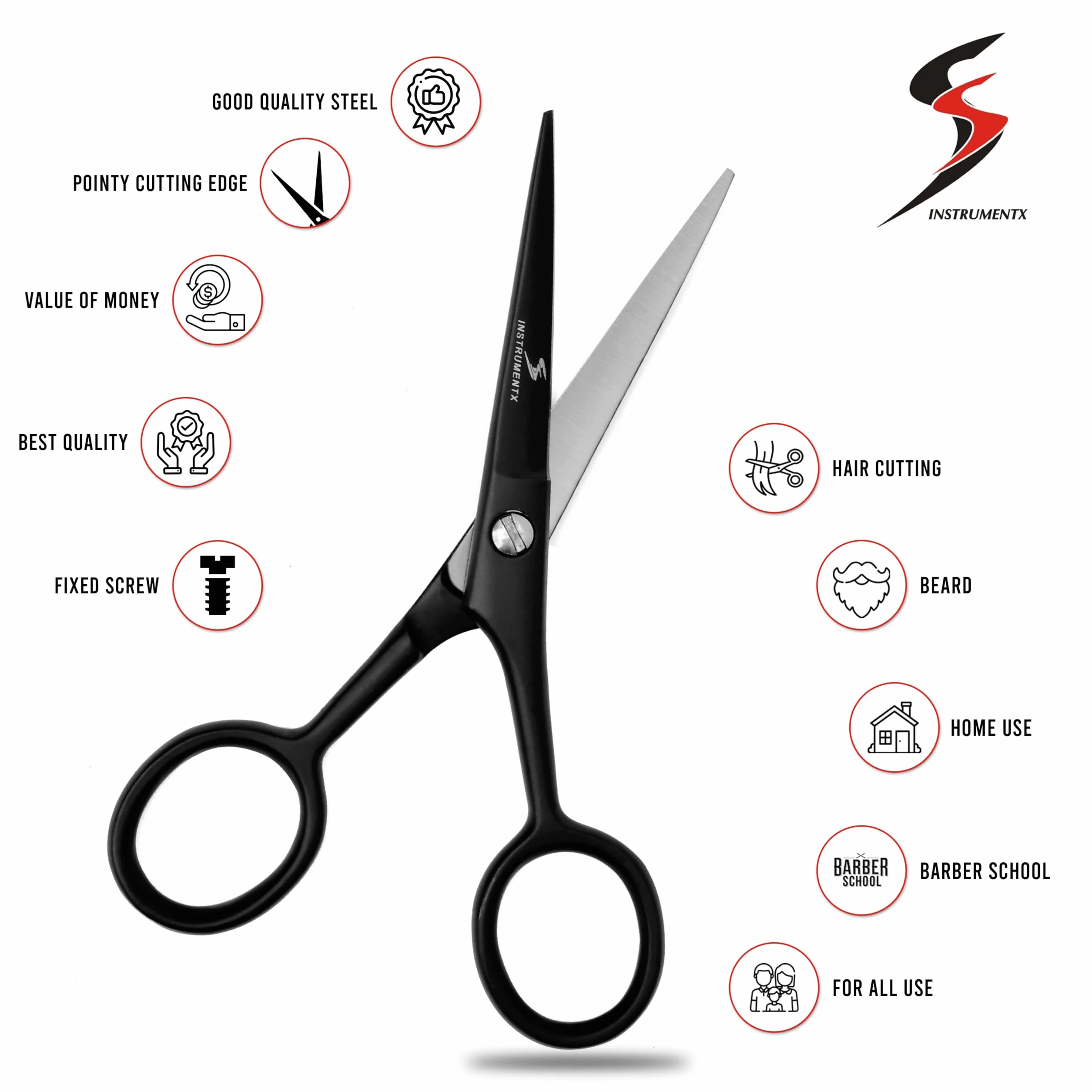 SS INSTRUMENTX Barba e baffi forbici Professionali in acciaio inossidabile per capelli, sopracciglia, ciglia e peli nasali