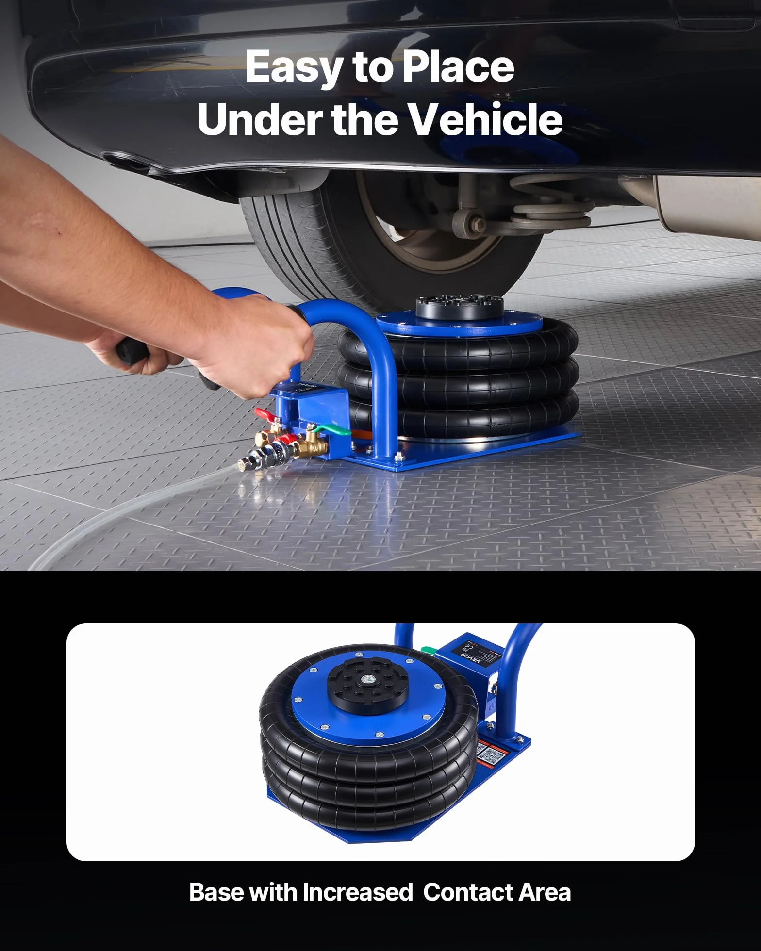 VEVOR Cric Pneumatico 3 Tonnellate 6 Tubi Acciaio Altezza 45 cm per Auto SUV Officine
