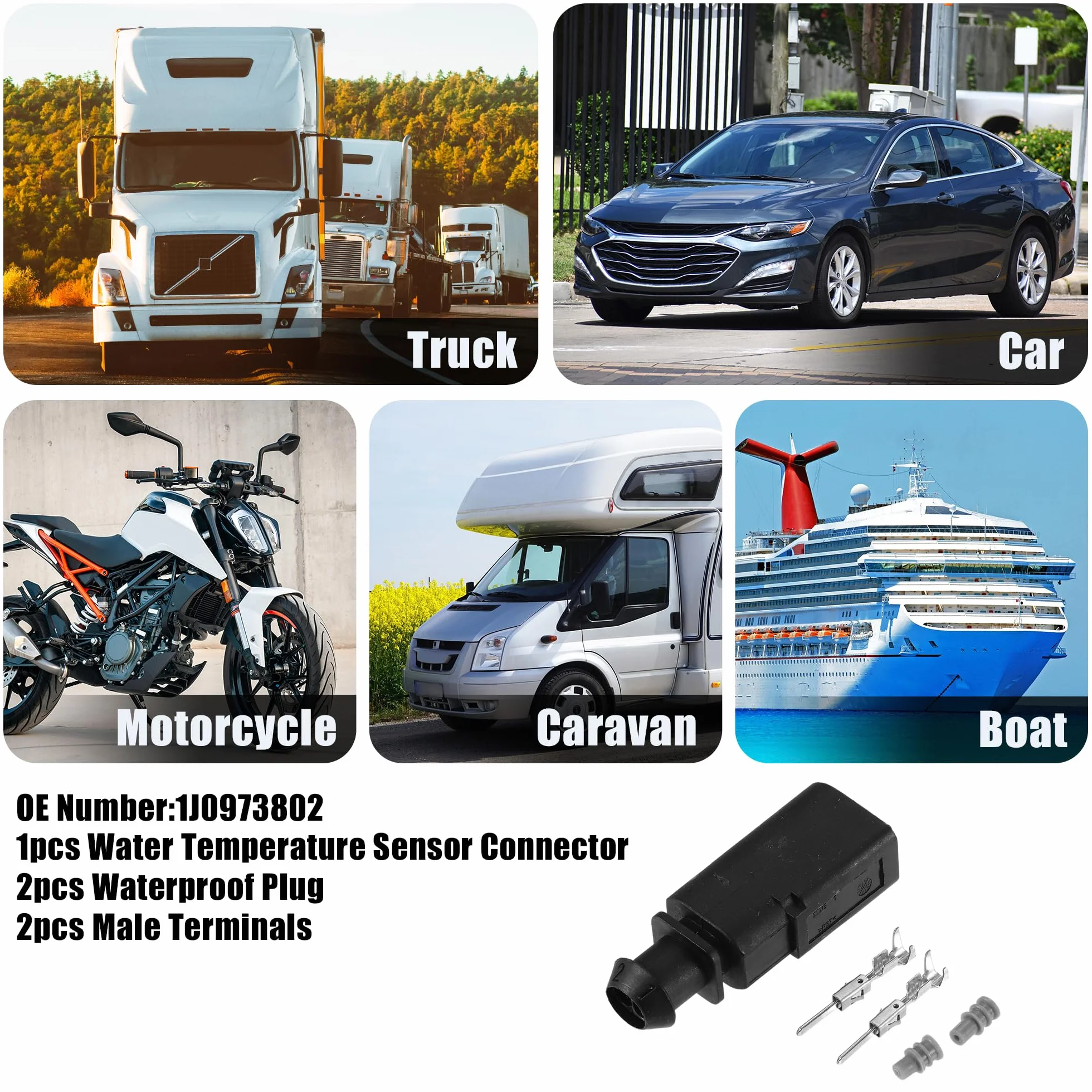X AUTOHAUX 1 Set Connettore Terminali Maschio Spina Sensore Temperatura Acqua Connettore per Audi A3 2015-2020