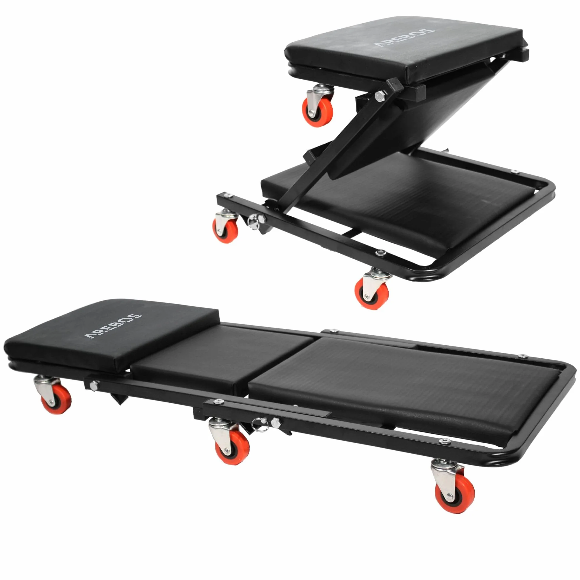AREBOS Carrello per Montaggio 2 in 1 Fino a 150 kg Carrellino Sgabello da Officina