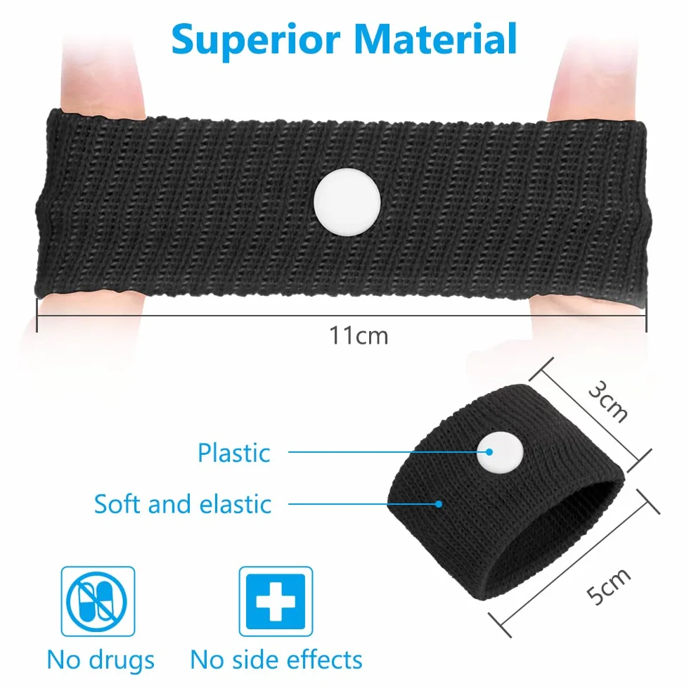 ACWOO Anti Nausea Digitopressione Bracciali, 2 Coppie Fascia da Polso per Cinetosi Nausea Sollievo