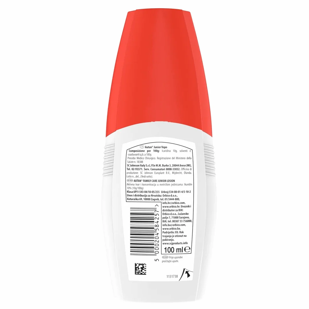 Autan Junior Vapo Spray Antizanzare Repellente Zanzare 100ml Protezione 4 ore Bambini 2+