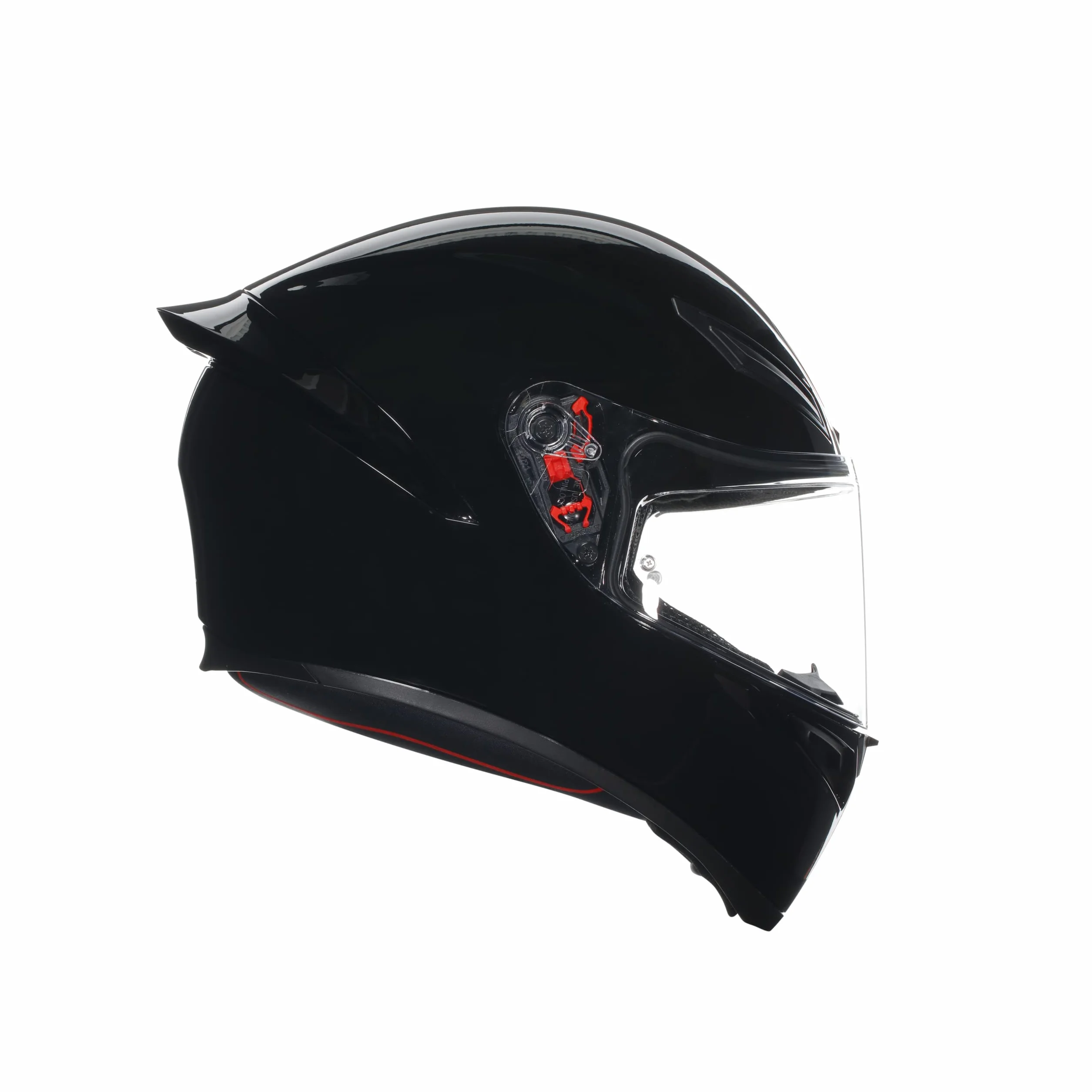 AGV - K1 S E2206, Casco Moto Integrale ECE, Stile Racing con Spoiler Aerodinamico, Prese d'Aria e Visiera Antigraffio, Campo Visivo 190°, Predisposizione Interfono, Nero, M