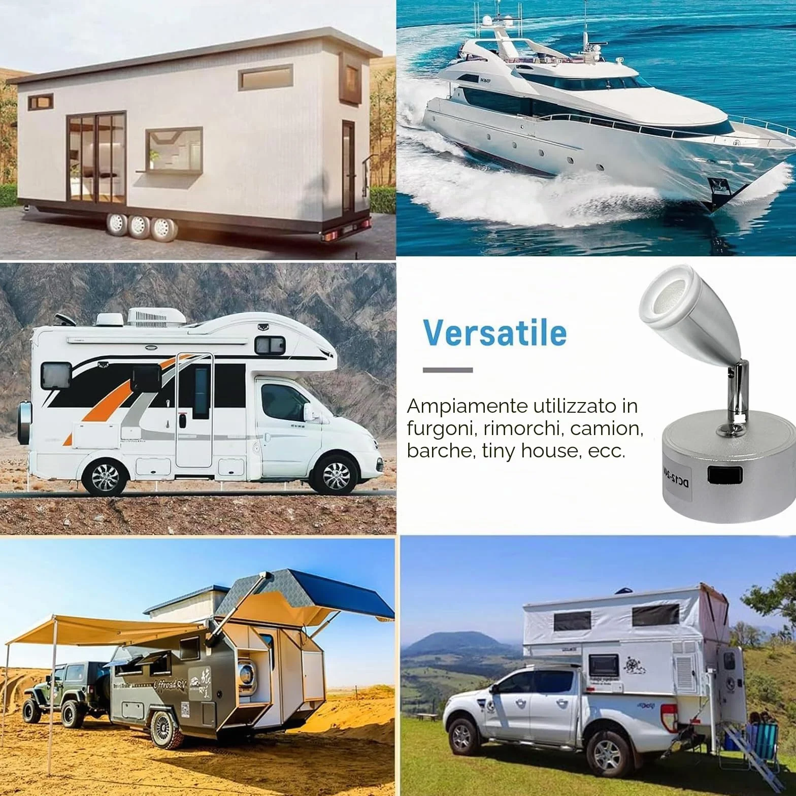 12V LED Lamps Camper, 12V Letto Lampada di Lettura, 3 Temperature di Colore, 3W, Interruttore Dimmer Tattile, DC 12-24V LED Spot per Auto Camion Caravan Campeggio Barca (2 Pezzi)