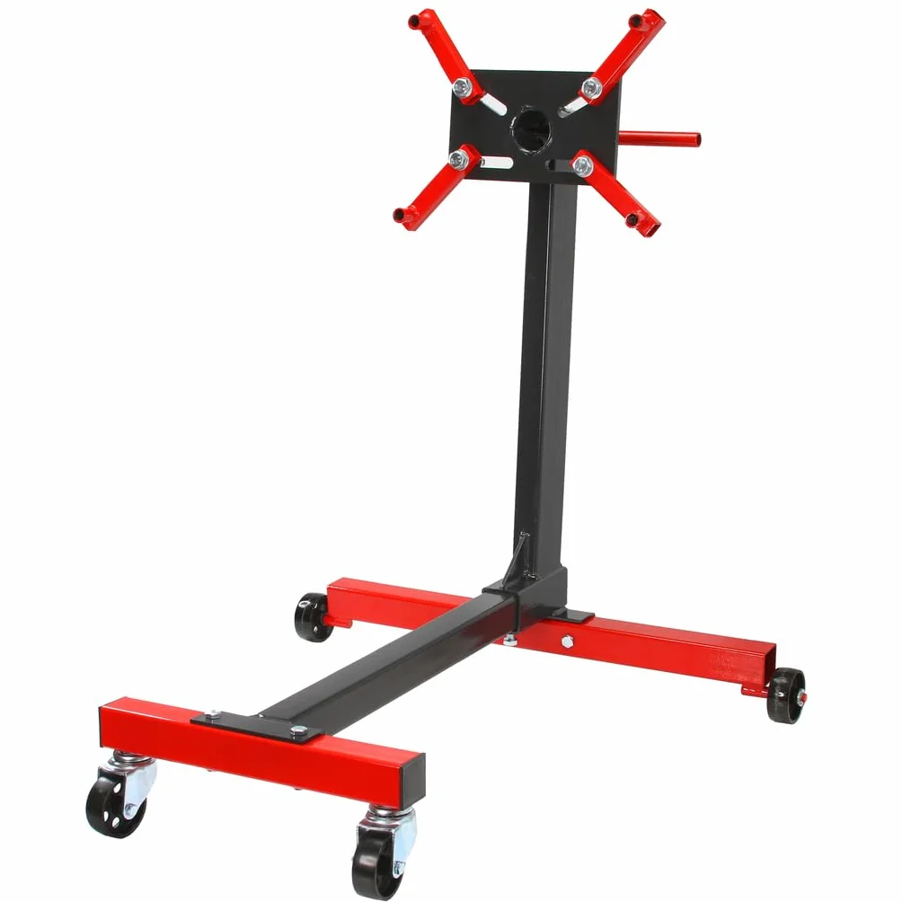 IMJ-Global Cavalletto Sostegno Supporto per Motore | Carico Massimo 450 kg | 4 Bracci | Piatto Girevole a 360 Gradi | Perno di Sicurezza | con Ruote