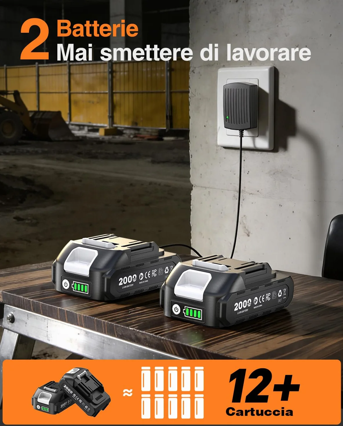 TaskStar 2-in-1 Ingrassatore a Batteria: 10000 PSI Pistola Grasso elettricoa con 2 Batterie, Tubo Lungo 39,4", 3 Testina Ingrassatore Professionale, Ideale per Macchinari Pesanti Come i Trattori