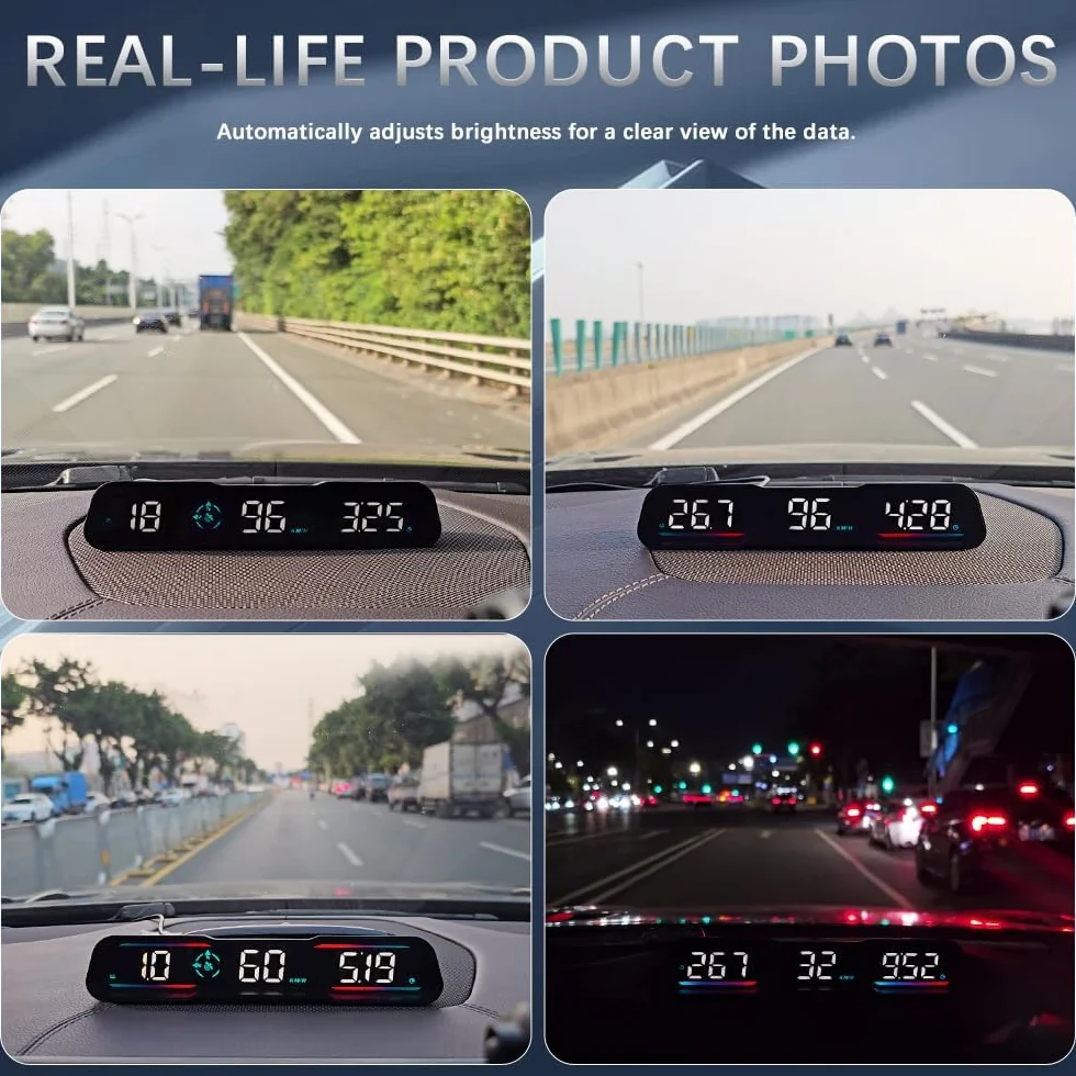 Auto Head Up Display HUD, tachimetro di nuova concezione, visualizzazione velocità, tempo, ecc. MPH e km/h, con allarme di velocità e fatica, adatto per tutti i modelli