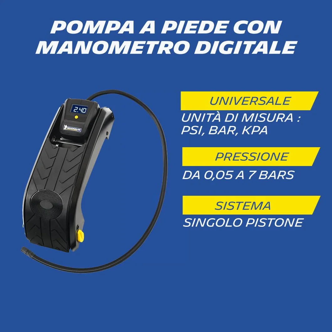 MICHELIN pompa a piede con manometro digitale