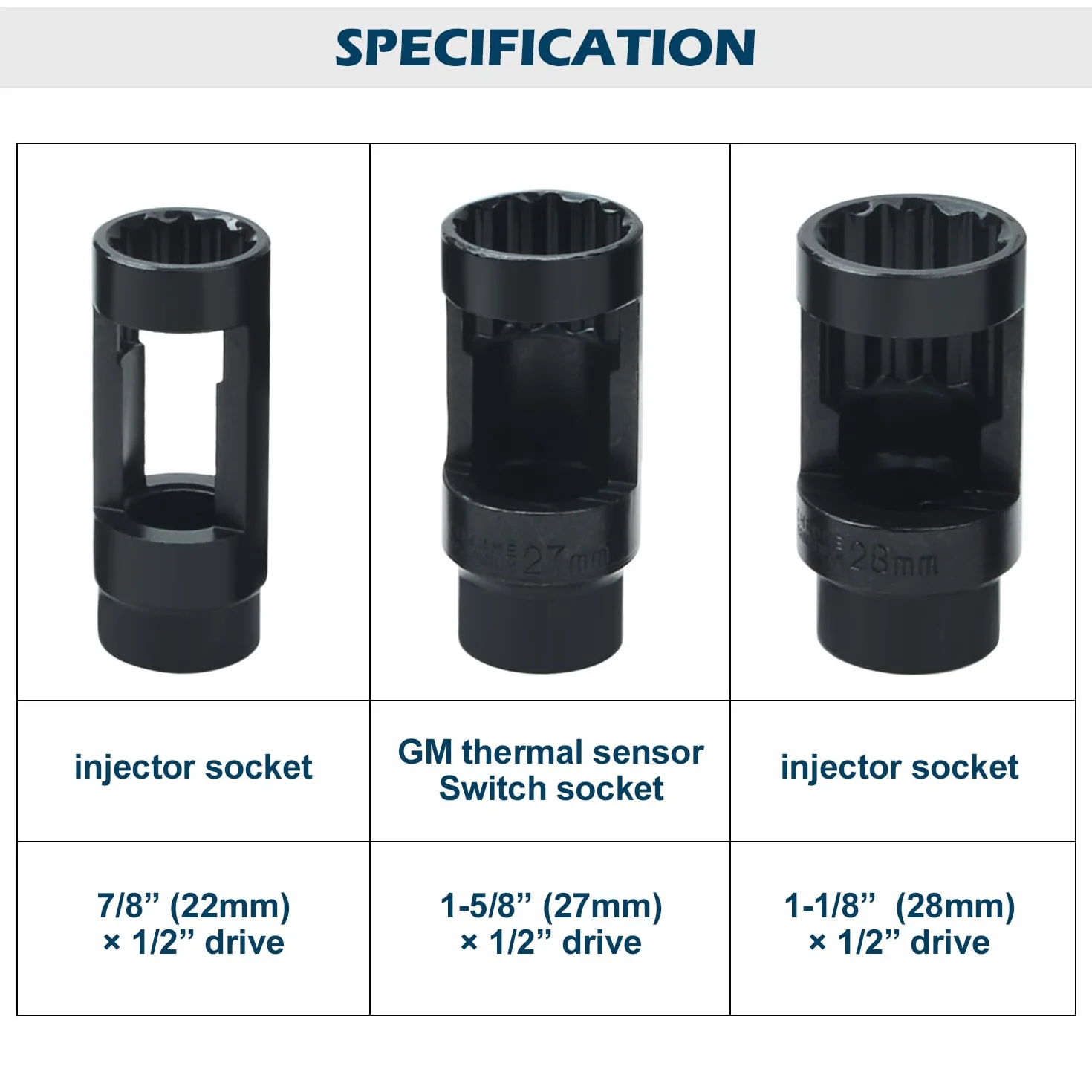 Chiave Sonda Lambda 22mm 27mm 29mm Kit Bussole Sensore Ossigeno O2 Attacco 3/8" 1/2" 10 Pezzi