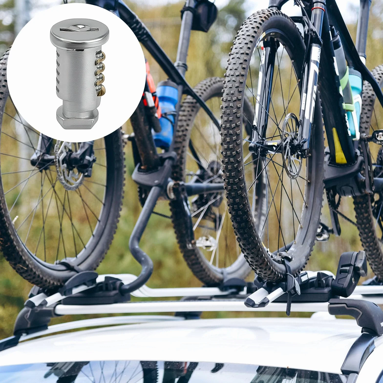 4 Cilindri di Bloccaggio per Box da Tetto per Portabici Thule, Chiave e Cilindro di Bloccaggio per Box da Tetto Thule, Accessori per Portabici, Portapacchi con Chiave di Riserva