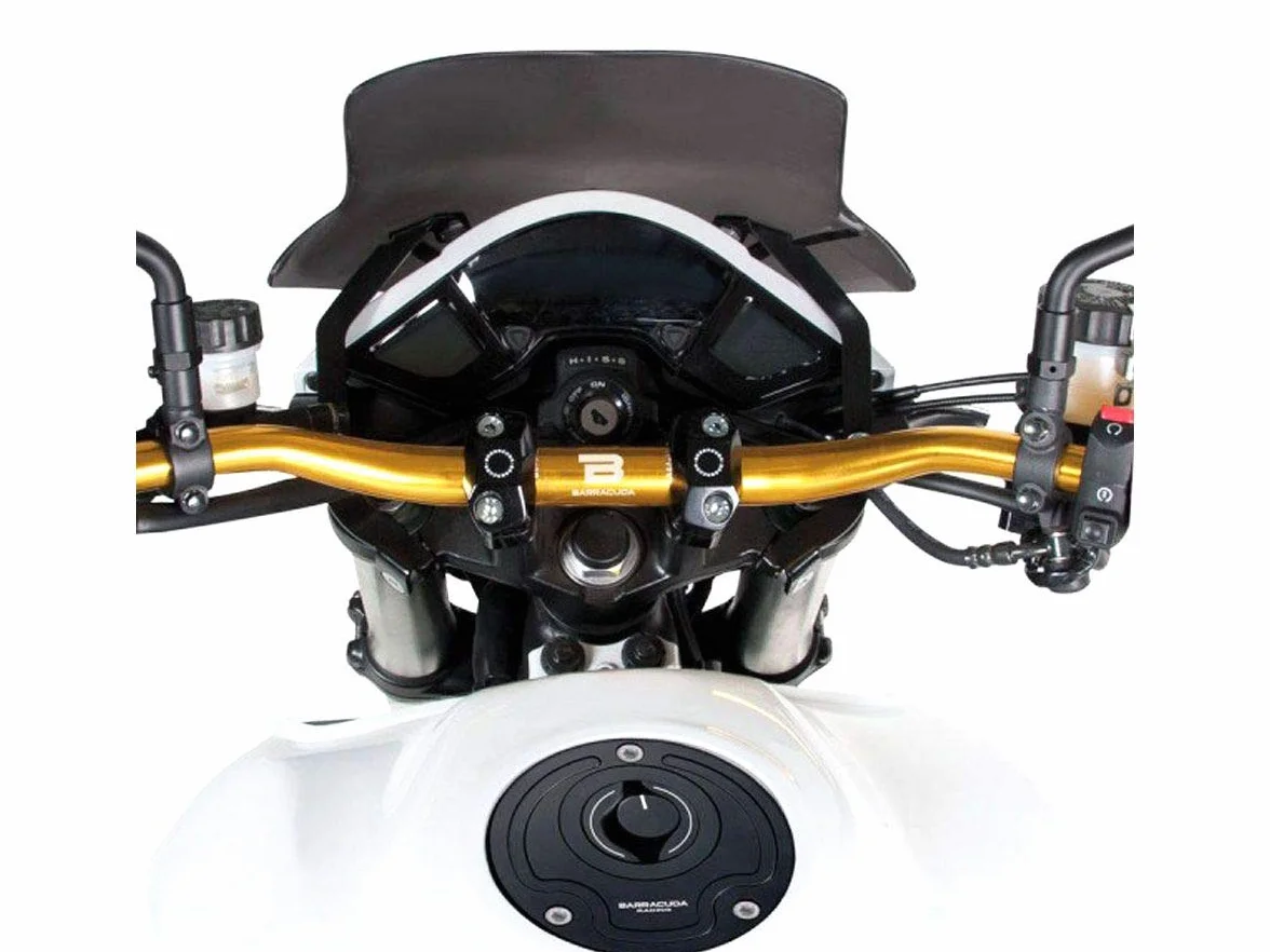 Manubrio Racing 22 Piega Bassa Barracuda Moto Universale Ergal Alleggerito Nero