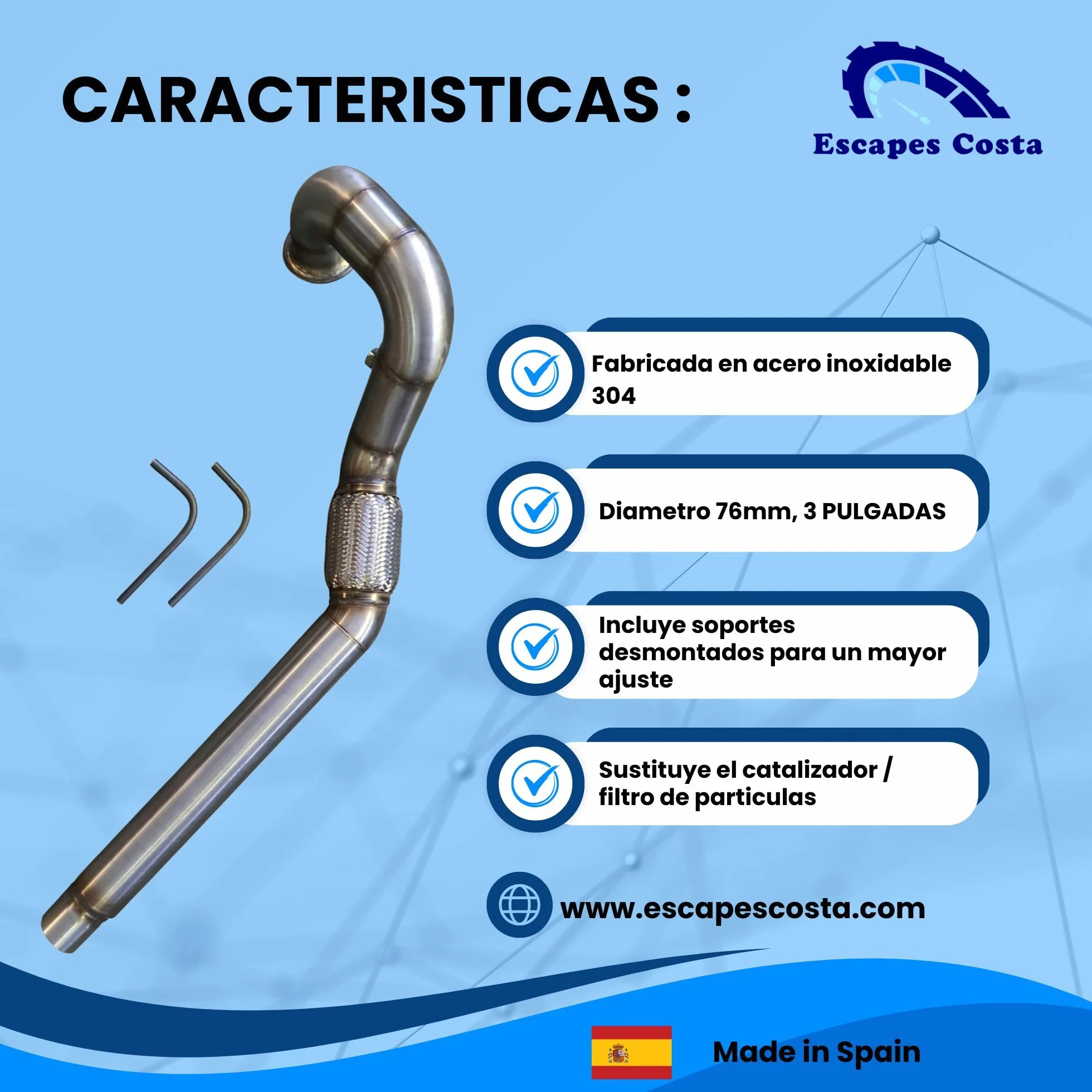 Downpipe compatibile con Golf VII GTI 2.0 TSI/Leon Cupra 5F / A3 8V