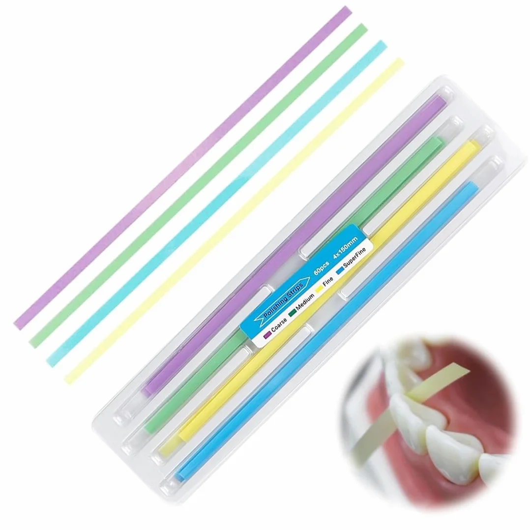 EIHI Carta Abrasiva Dentale 60 Pezzi Strisce Interdentali Lucidatura Denti