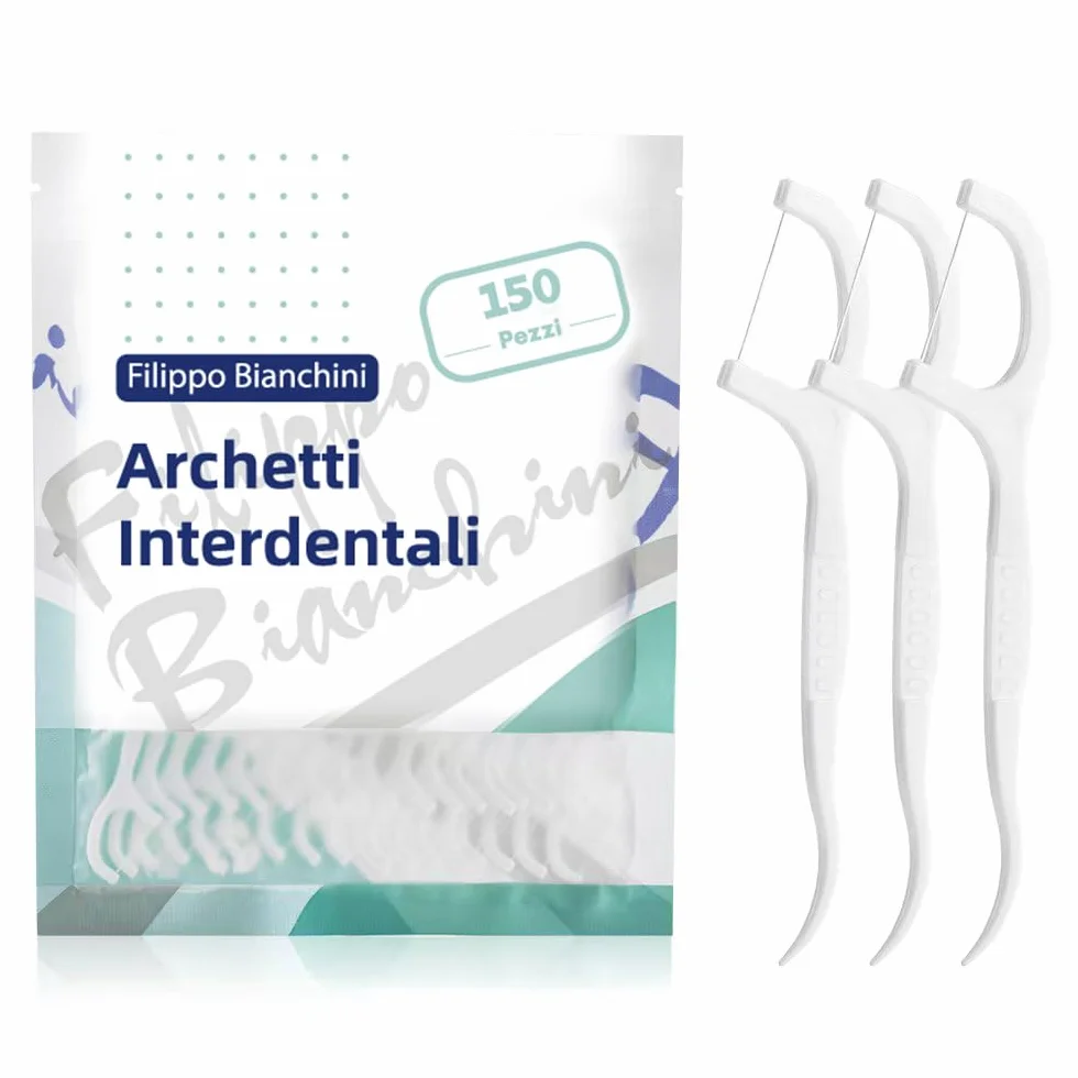 Filippo Bianchini 150 Pezzi Filo Interdentale Forcella Interdentale Bastoncini Portatili Cura Dentistica