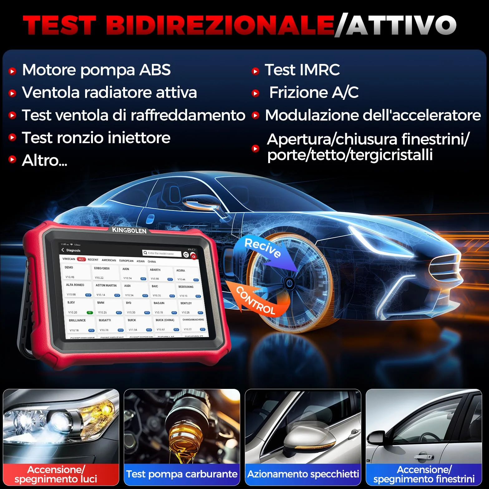 KINGBOLEN K8 Pro Diagnosi Auto Bidirezionale OBD2, Codifica ECU Online, 42+ Reset, CANFD&DOIP, FCA SGW