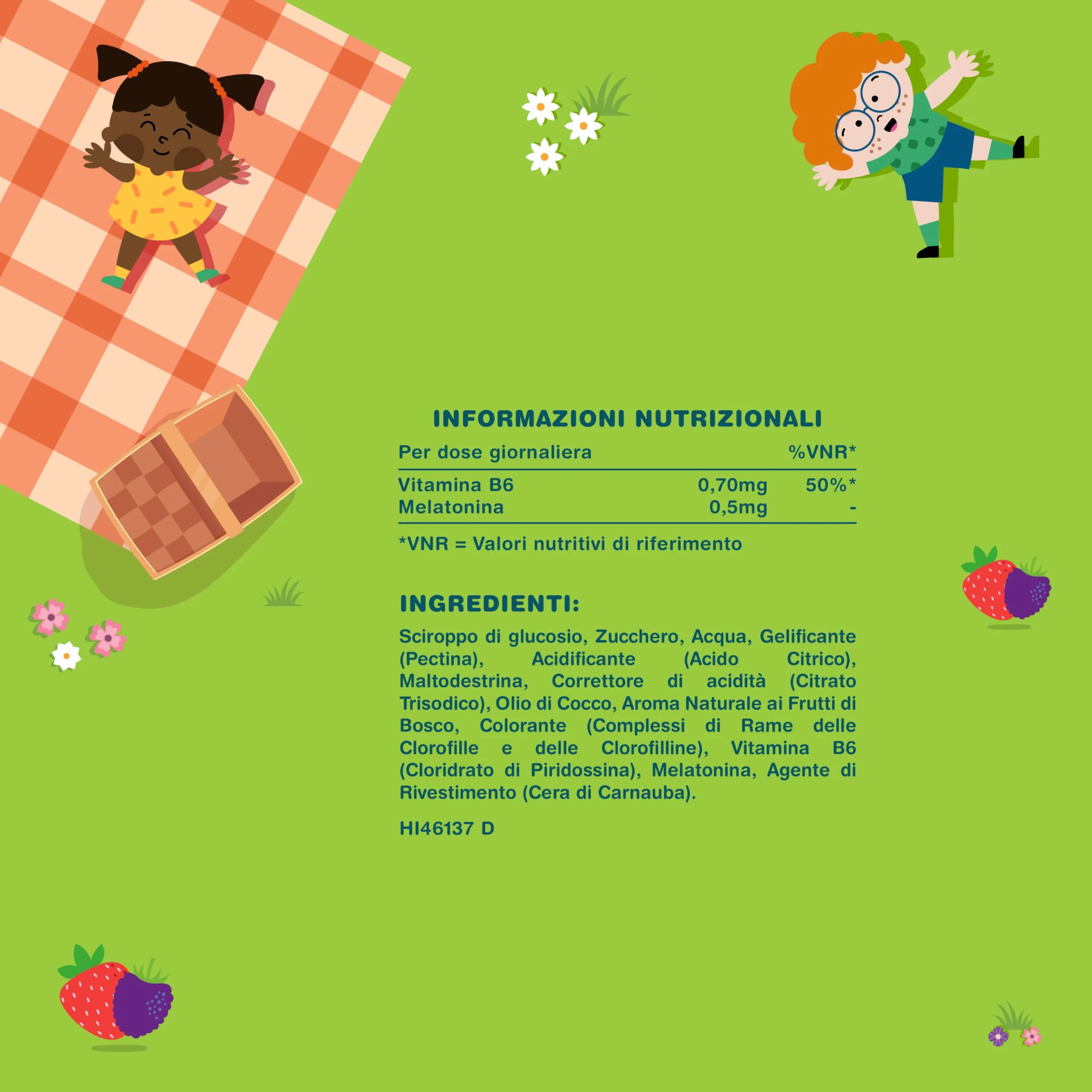 Horbaach Melatonina Bambini Gommose con Vitamina B6 60 Caramelle Integratore Alimentare