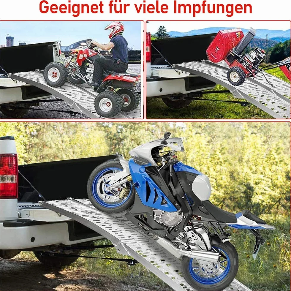 Rampe di Carico Pieghevole 680 kg Antiscivolo per Moto ATV Quad Auto
