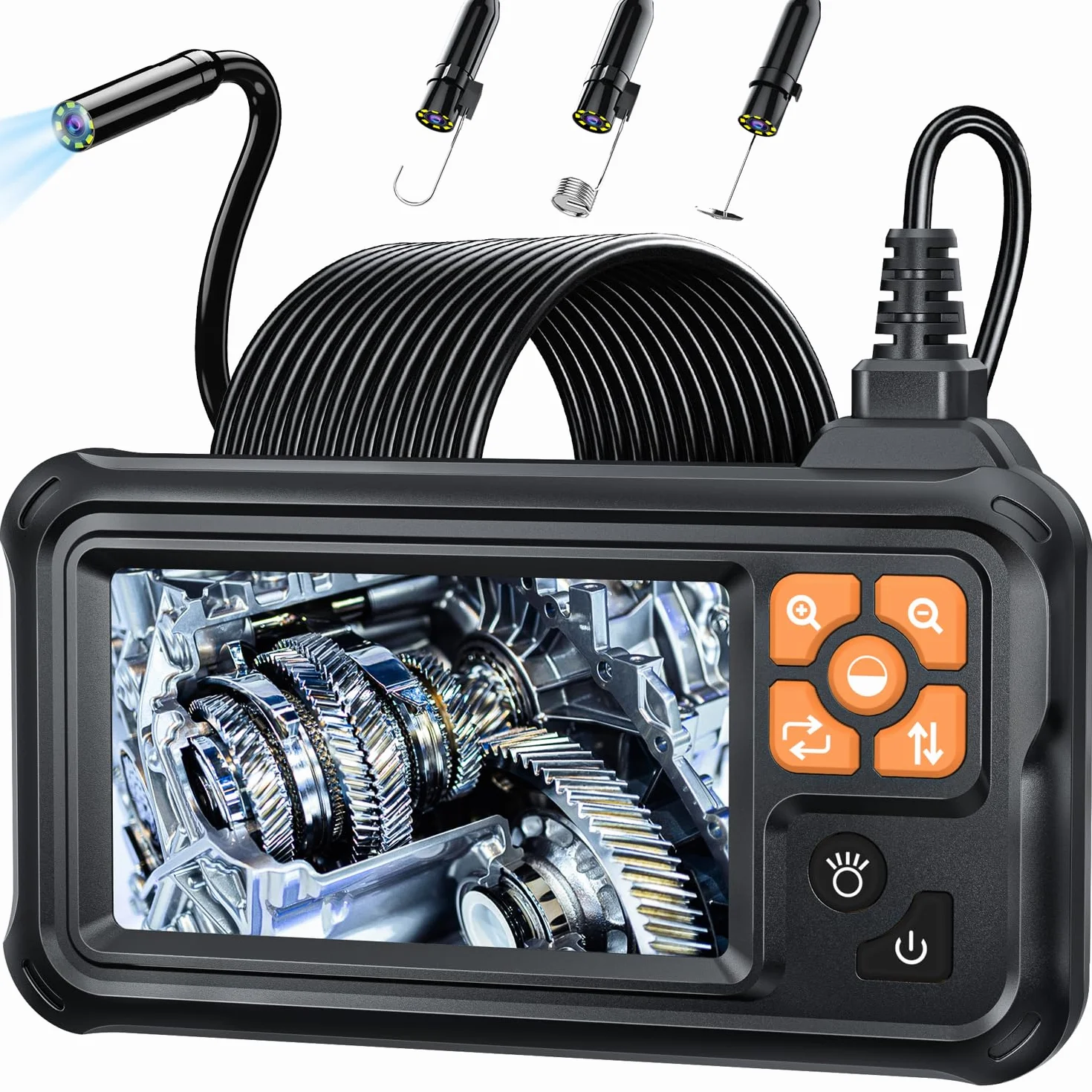 SKYBASIC Endoscopio Industriale HD 1080P 4,3 Pollici Schermo IPS IP67 Impermeabile 8 LED Cavo Semirigido 5M