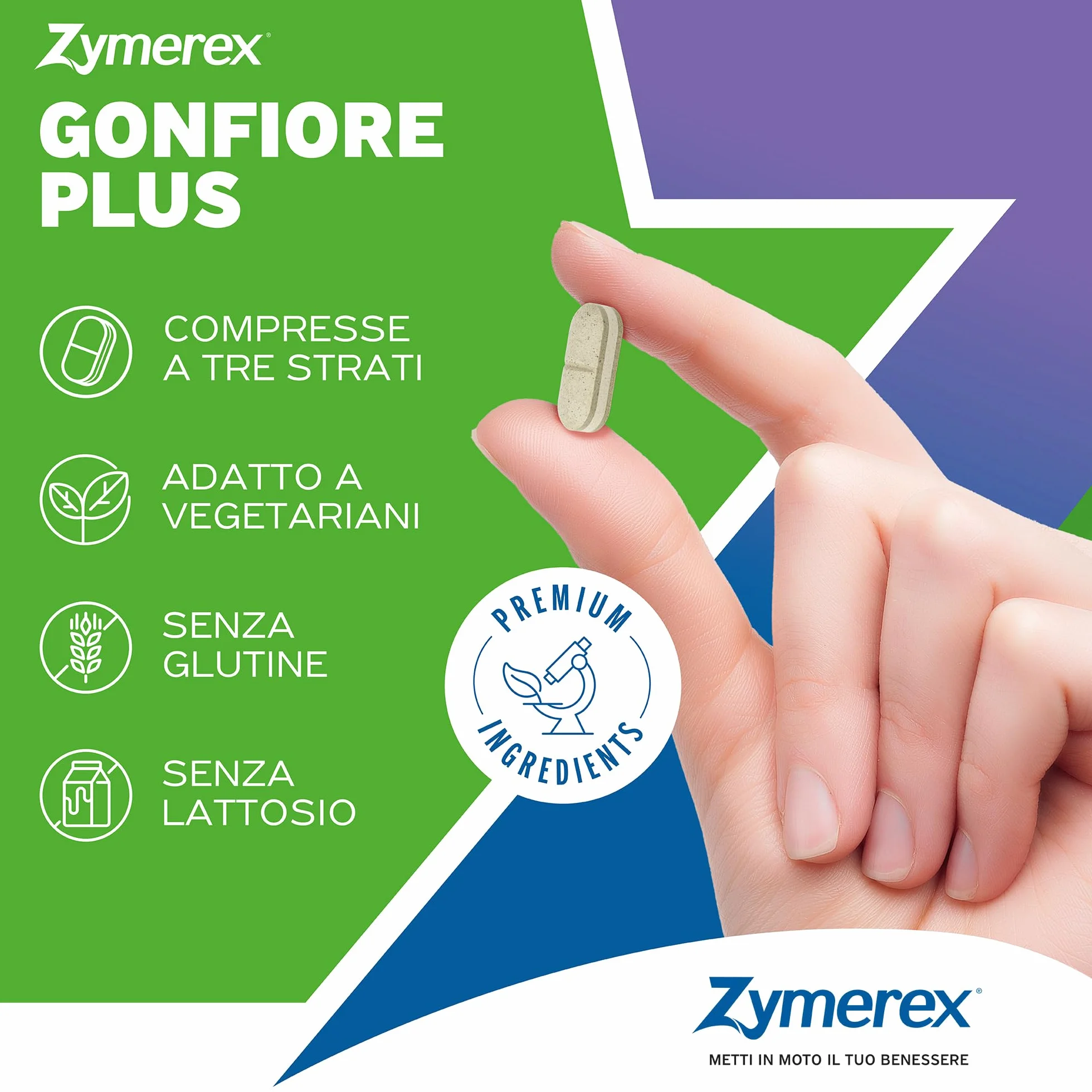 Zymerex GONFIORE PLUS 20 Compresse Integratore alimentare Probiotici e prebiotici