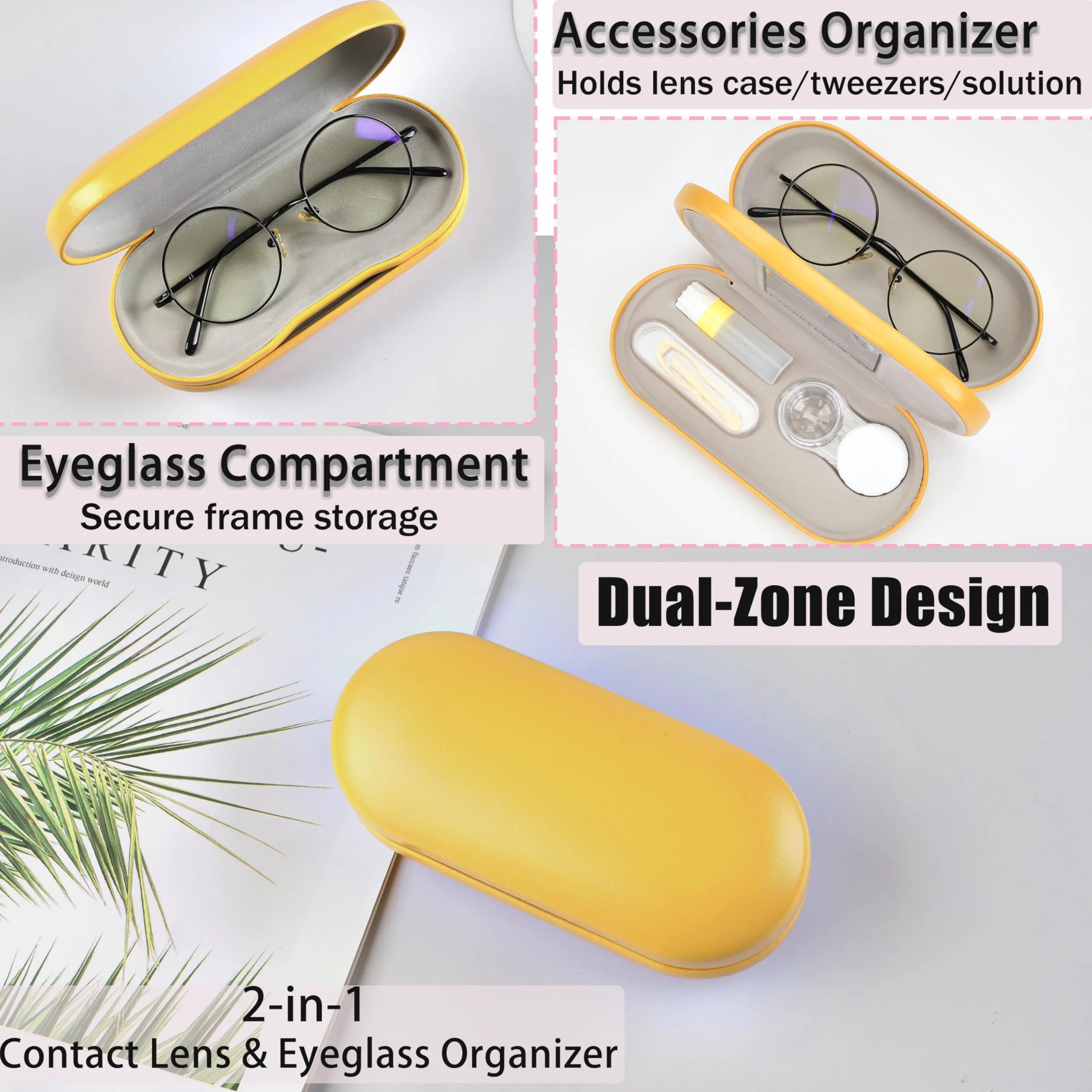Custodia 2-in-1 per occhiali da vista e lenti a contatto portatile multifunzione