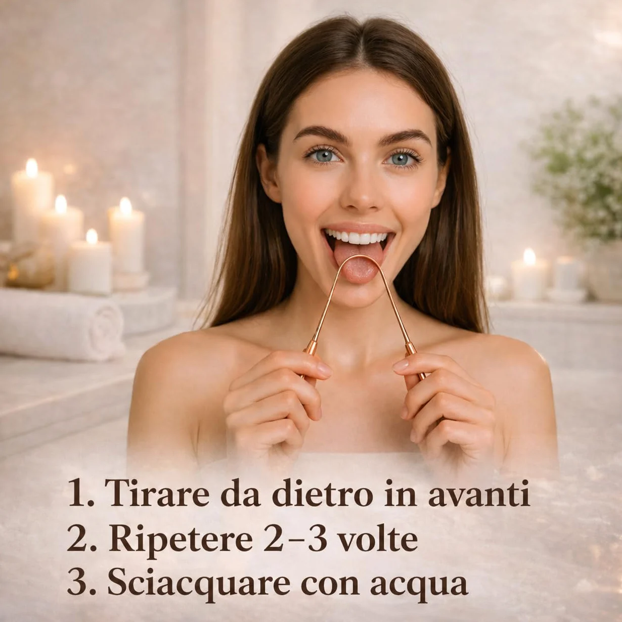 Raschietto per lingua in rame 2 pezzi detergente per alito fresco igiene orale