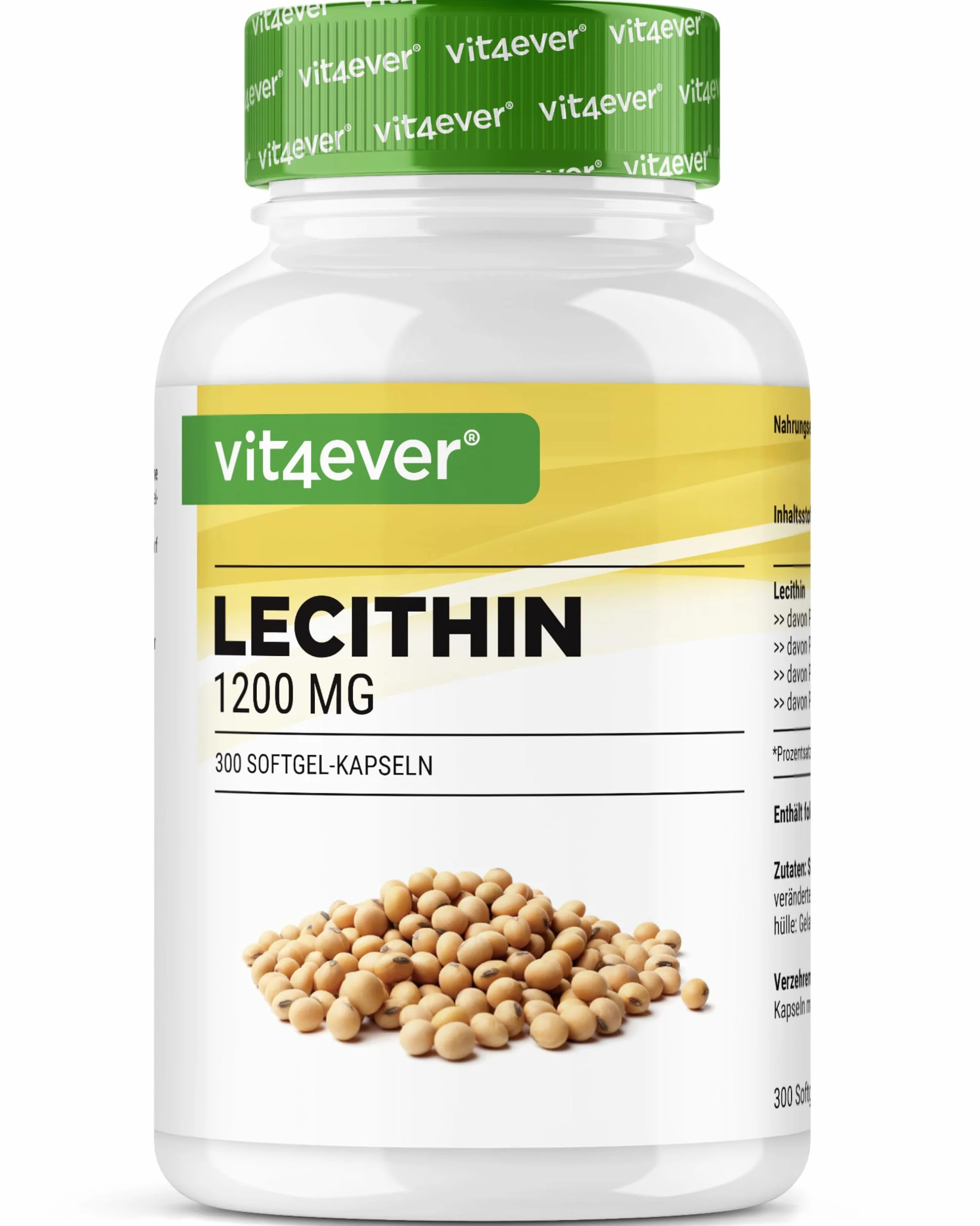 Lecitina 1200 mg 300 Capsule Morbide - Lecitina di Soia non OGM - Alta Dose