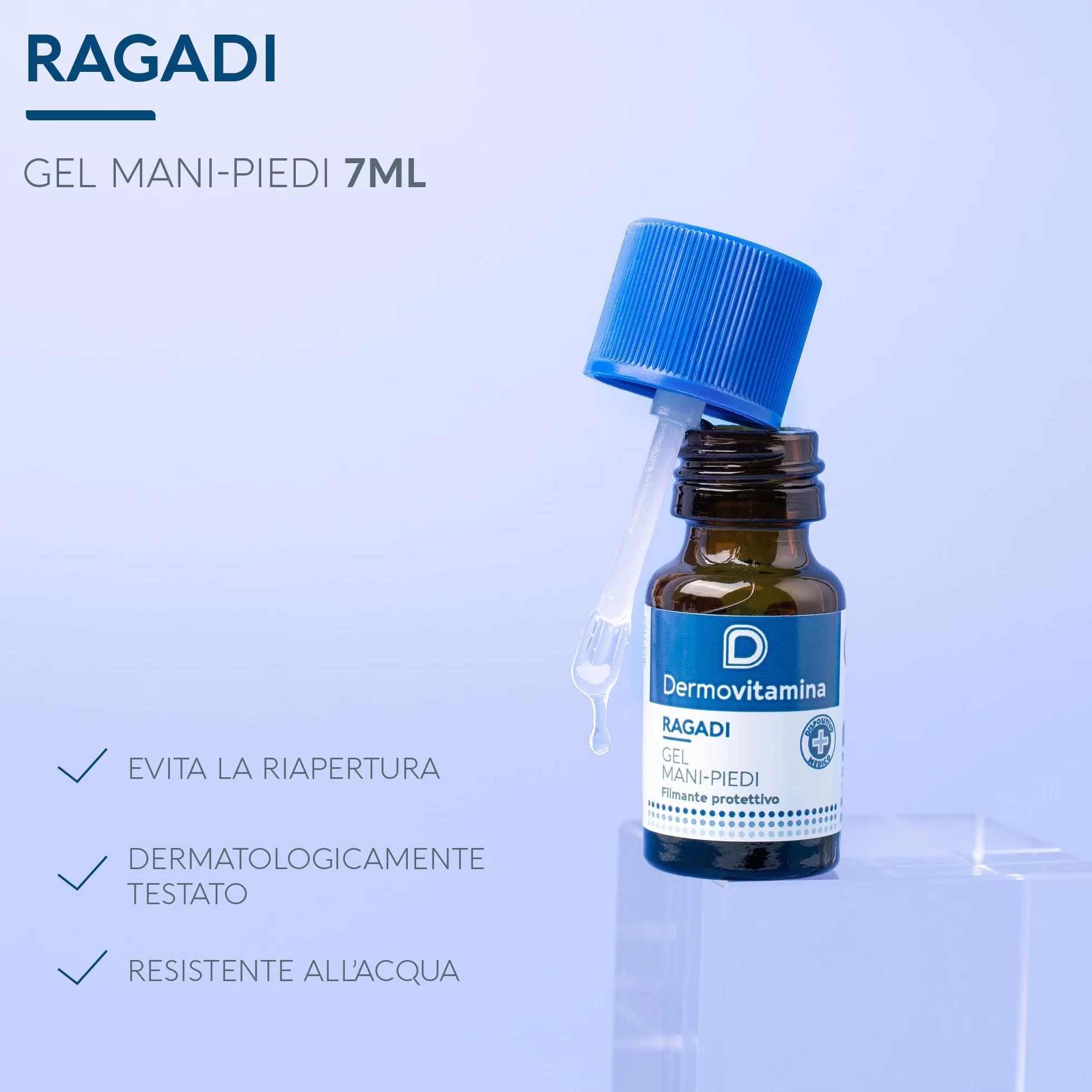 Dermovitamina Ragadi Gel Mani e Piedi con Vitamina E e Olio di Ricino - 3 ml