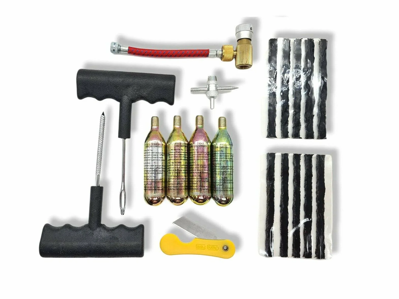 Partenopea Kit Riparazione Pneumatici Moto Portatile con 4 Bombolette CO2