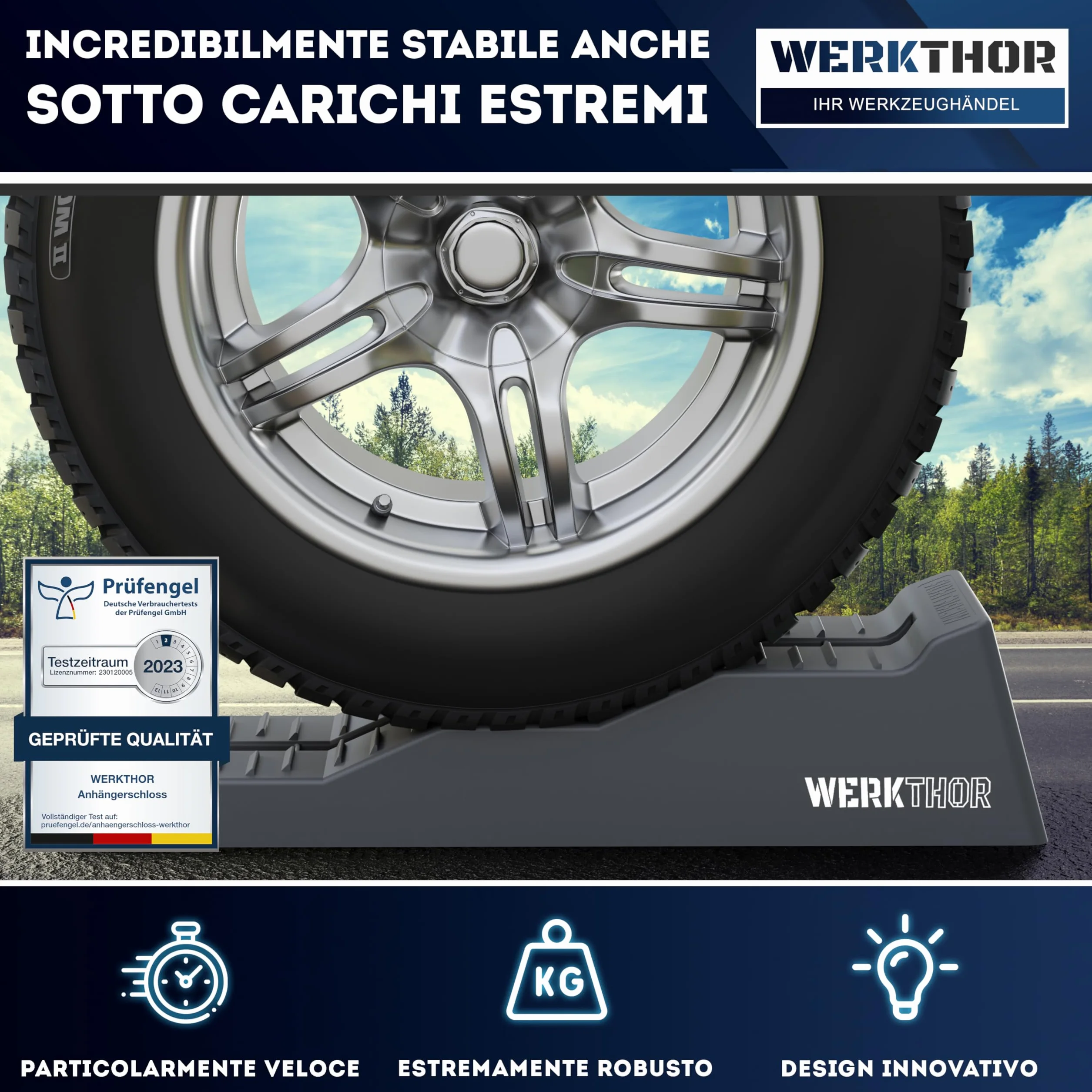 WERKTHOR Cunei per Camper [Grigio Set 2 Pezzi] con Borsa | Cunei Livellatori Camper fino 5T per Roulotte Van | Pedane Auto Sollevamento Resistenti Antiscivolo