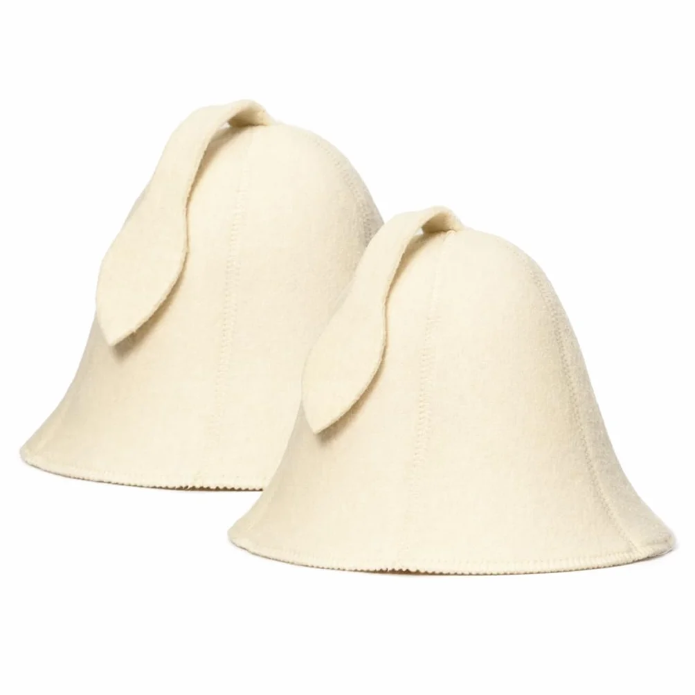 Cappello da sauna in lana biologica 100% bianco con guida eBook