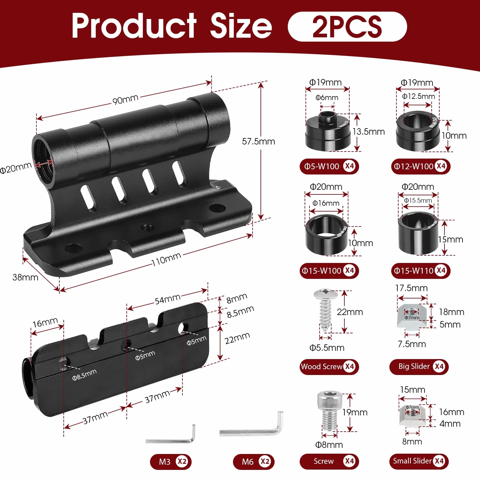 2 pezzi supporto forcella in lega di alluminio – Portabici auto – Compatibile con fissaggio rapido e perno passante Ø5/12/15x100mm, Ø15x110mm