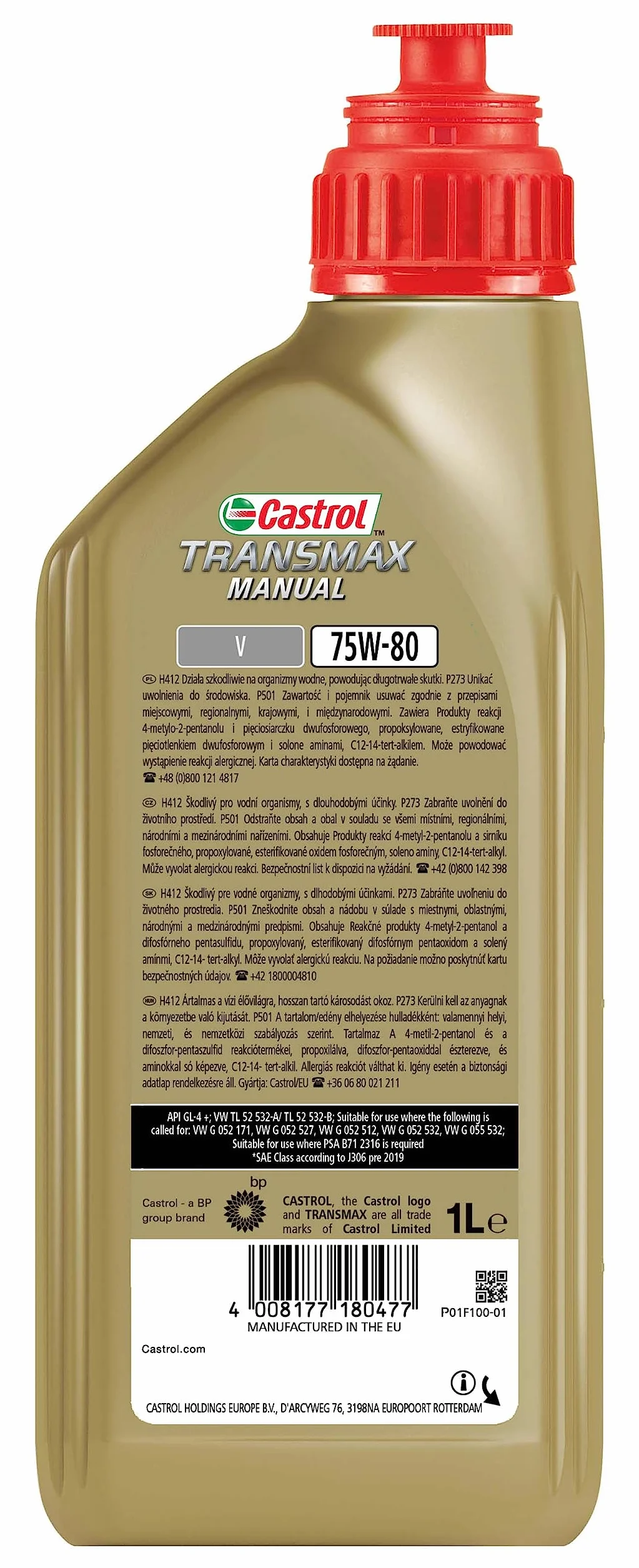 Castrol TRANSMAX Manual V 75W-80 - Olio per ingranaggi, 1 l