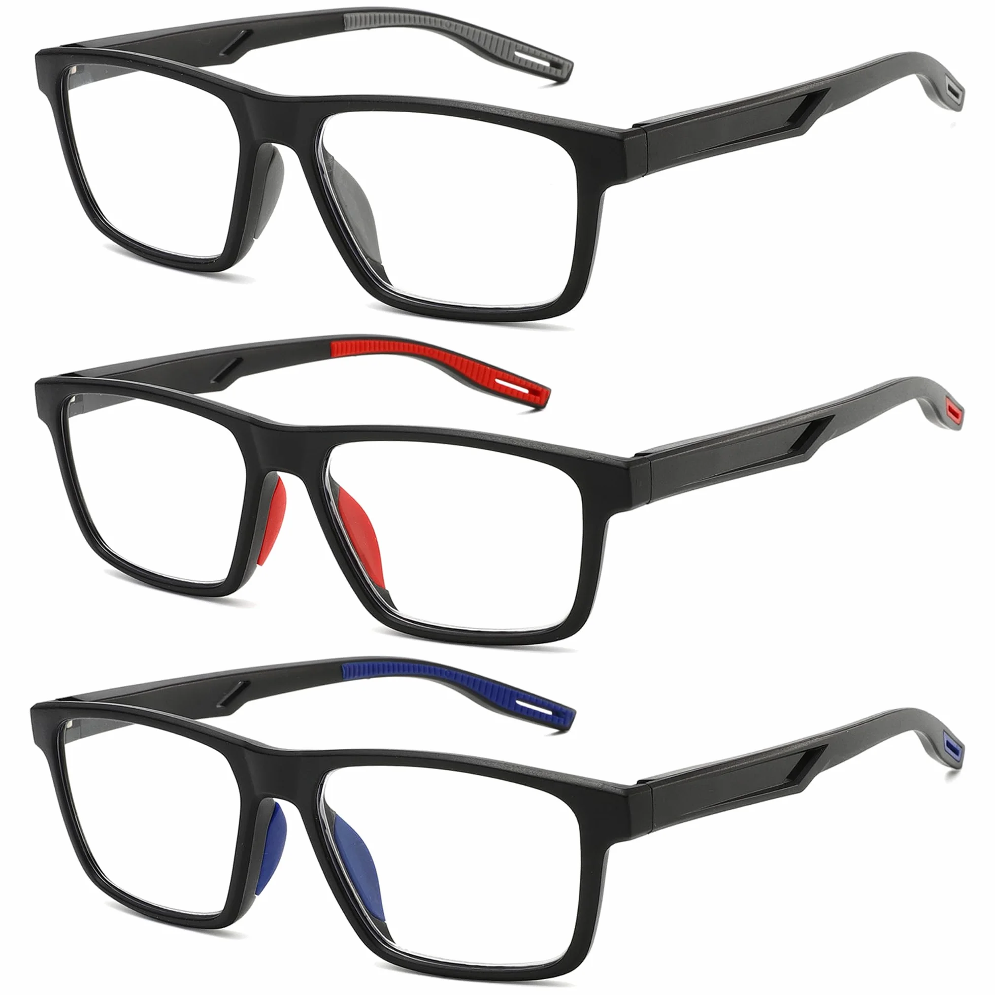 Occhiali da Lettura Uomo Sportivo 3 Pezzi, Lenti Anti Luce Blu, Cerniere a Molla, Silicone Morbido