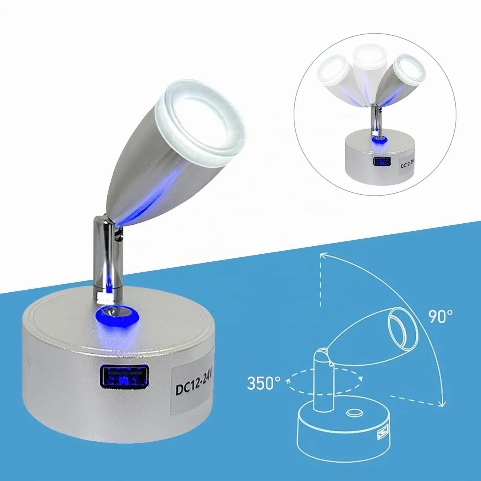 12V LED Lamps Camper, 12V Letto Lampada di Lettura, 3 Temperature di Colore, 3W, Interruttore Dimmer Tattile, DC 12-24V LED Spot per Auto Camion Caravan Campeggio Barca (2 Pezzi)