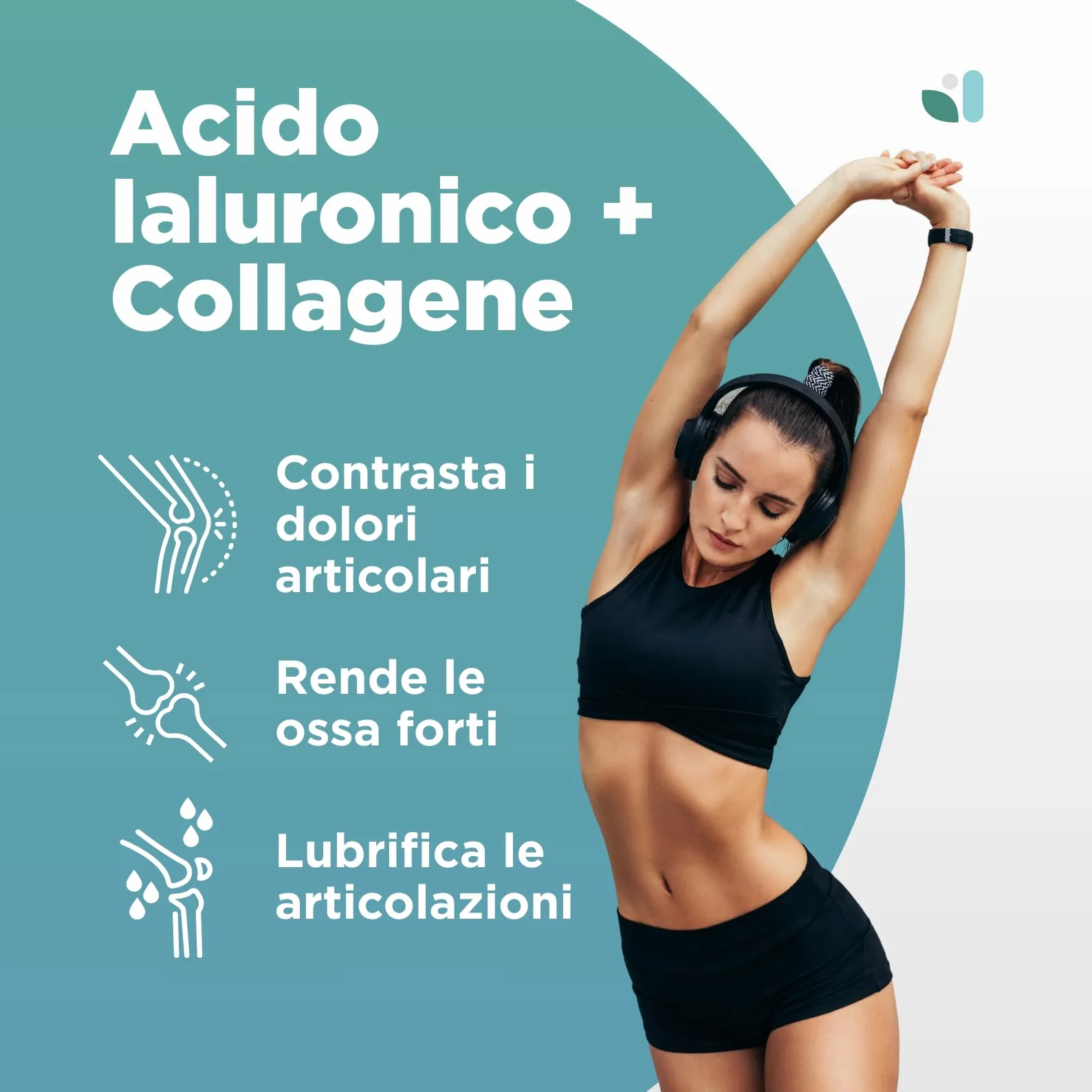 Collagene Idrolizzato 2000mg + Acido Ialuronico 500mg 200 Capsule Integratore con Vitamina C Coenzima Q10 Zinco